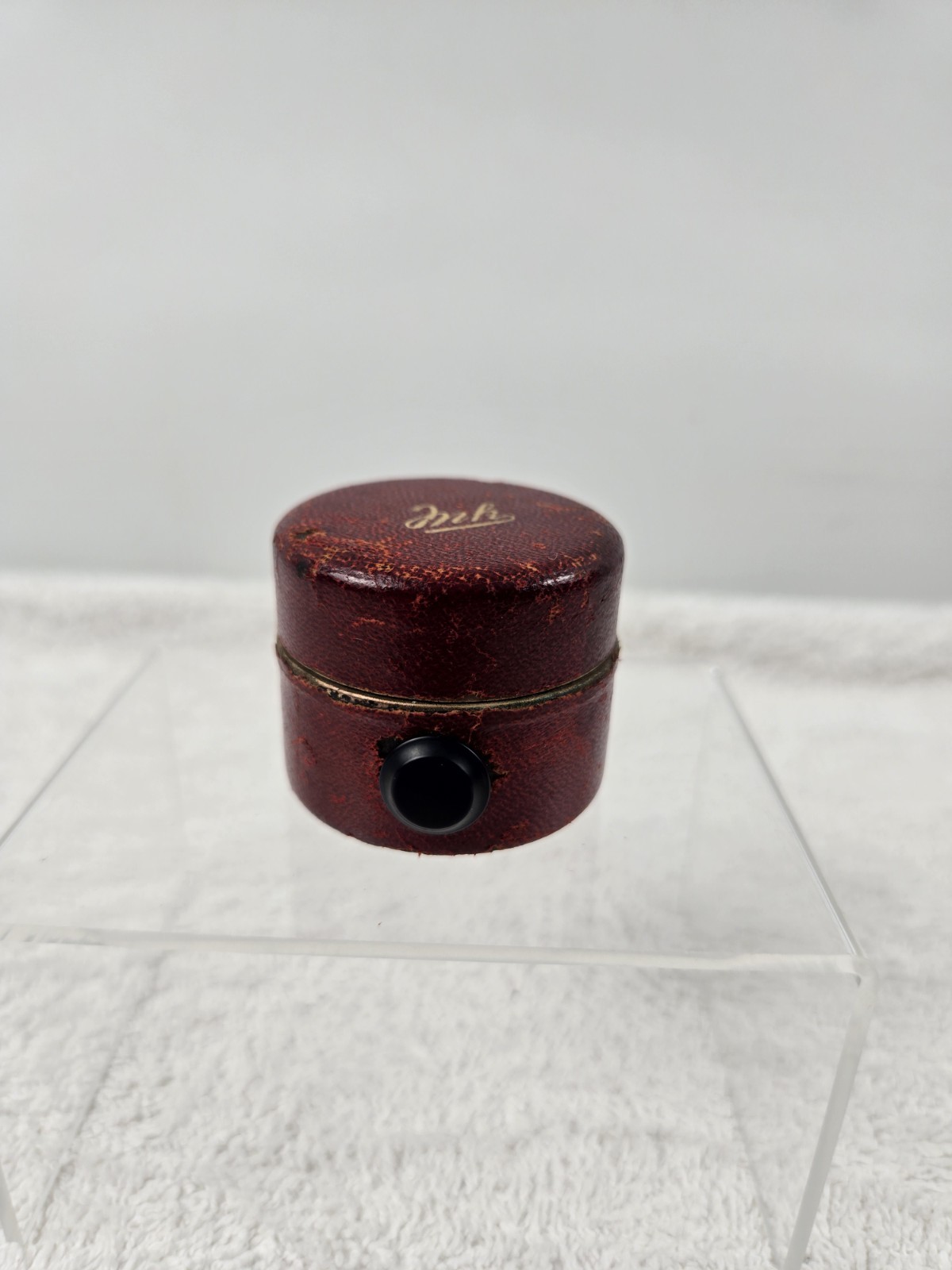 Vintage 1800's Traveling Inkwell Brass & Leather Glass has Bubbles Vintage 1800's Traveling Inkwell Brass & Leather Glass has Bubbles