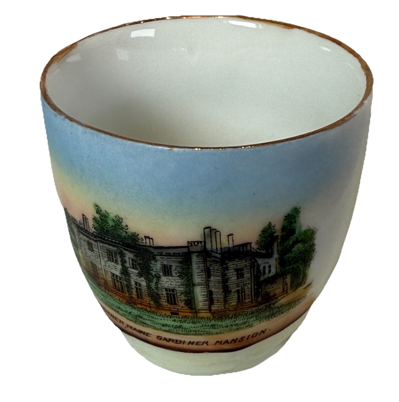 Gardiner MAINE ME Antique Souvenir MANSION Trinket China Gilded Painted Tea Cup