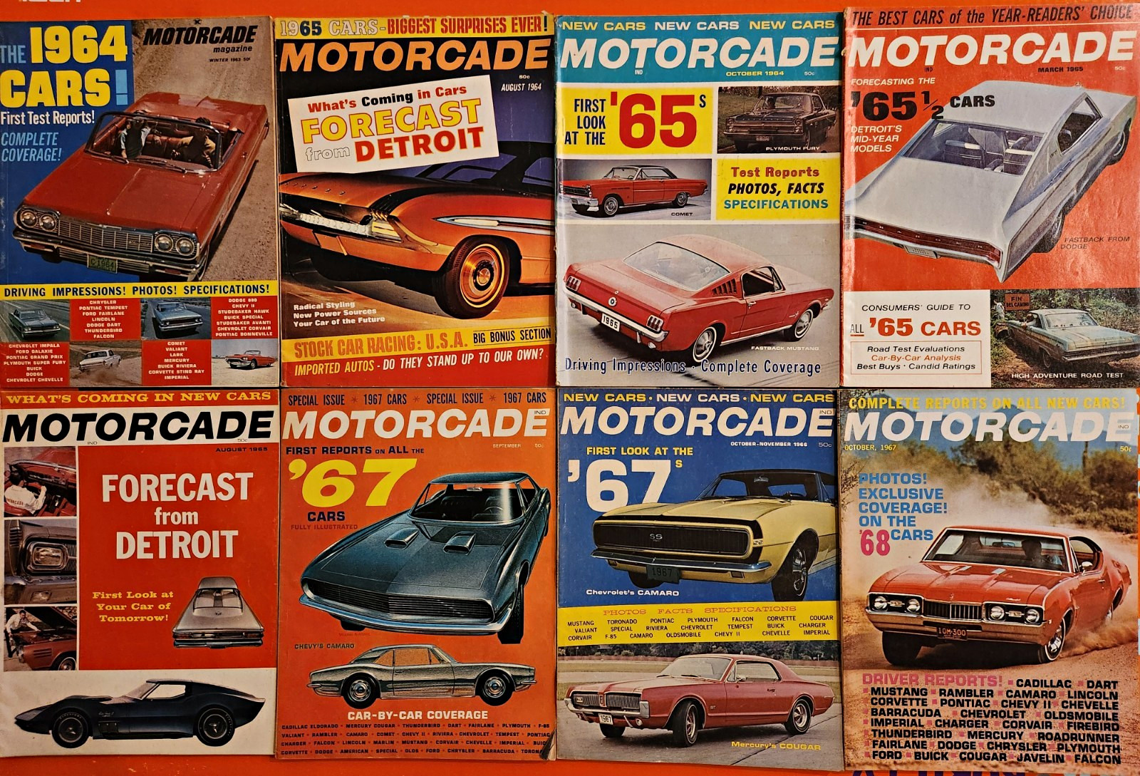 Vintage Motorcade Automobile Magazine Lot of 8 Multiple Issues 1964-1968