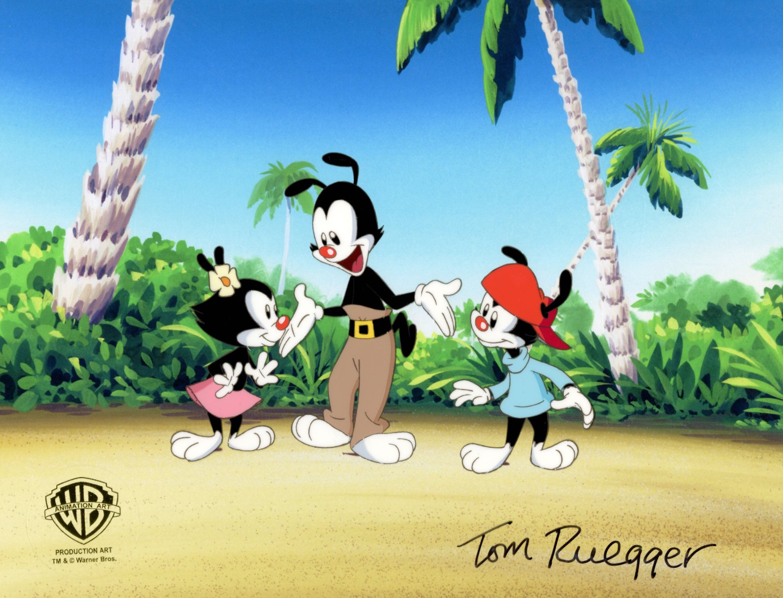 Animaniacs-Yakko, Wakko, Dot-Original Prod Cel/Drawing-Signed Ruegger-HMS Yakko