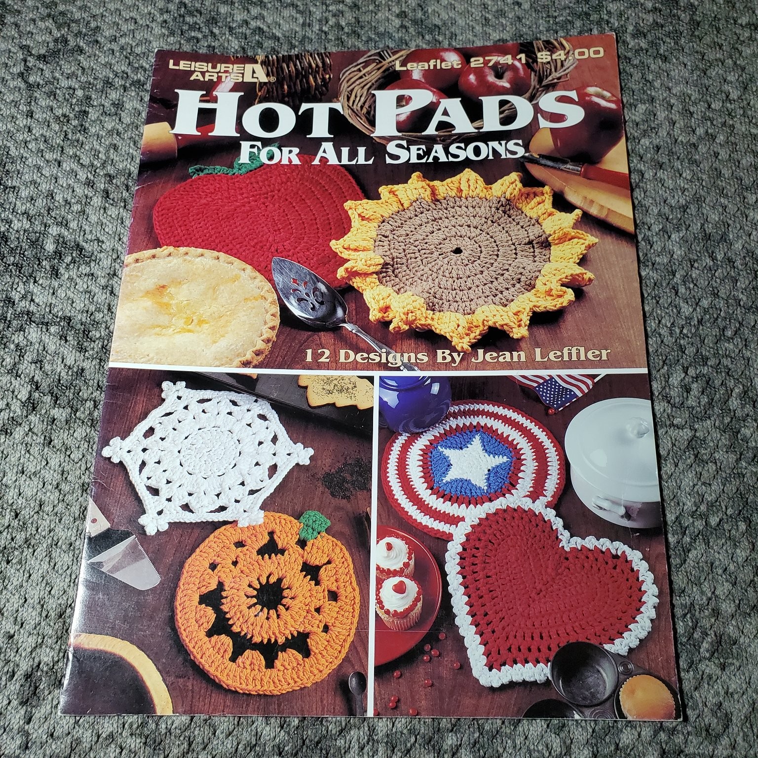 Leisure Arts Hot Pads For All Seasons Crochet Pattern Leaflet 12 Designs Jean