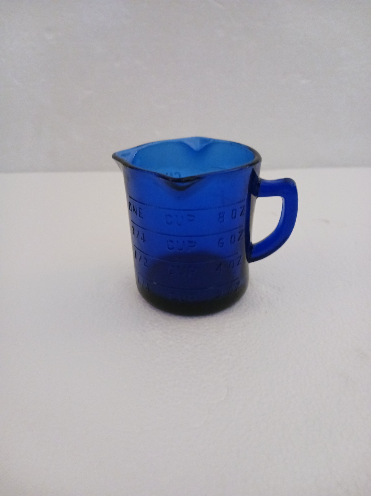 Vintage Cobalt Blue Glass 3 Spout Measuring Cup 8 oz. Vintage Cobalt Blue Glass 3 Spout Measuring Cup 8 oz.