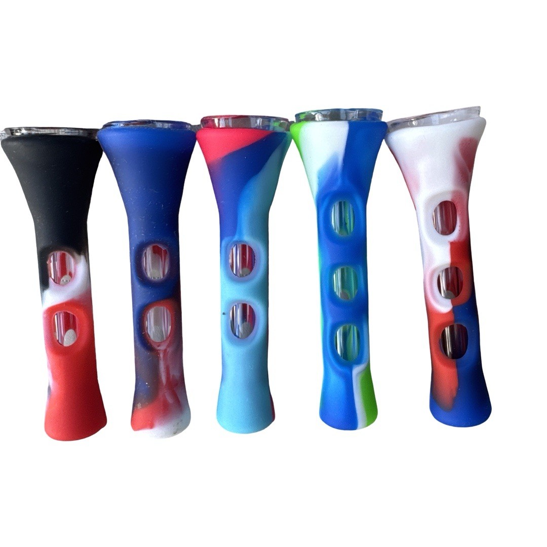 5ct 3” Silicone Chillium Bowl Pipe Random Color Tobacco Use Only