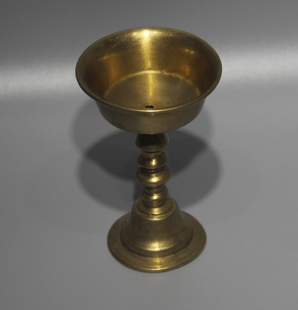 Real Tibet 19th Century Old Antique Buddhist Alloy Copper Oil Ghee Lamp Butter