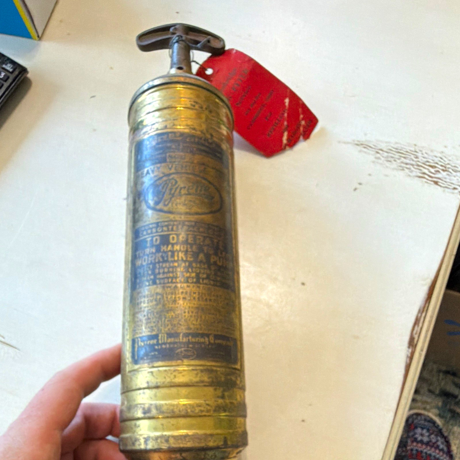 Pyrene Vintage Heavy Vehicle Fire Extinguisher w/ Red Tag Cambridge Fire Service