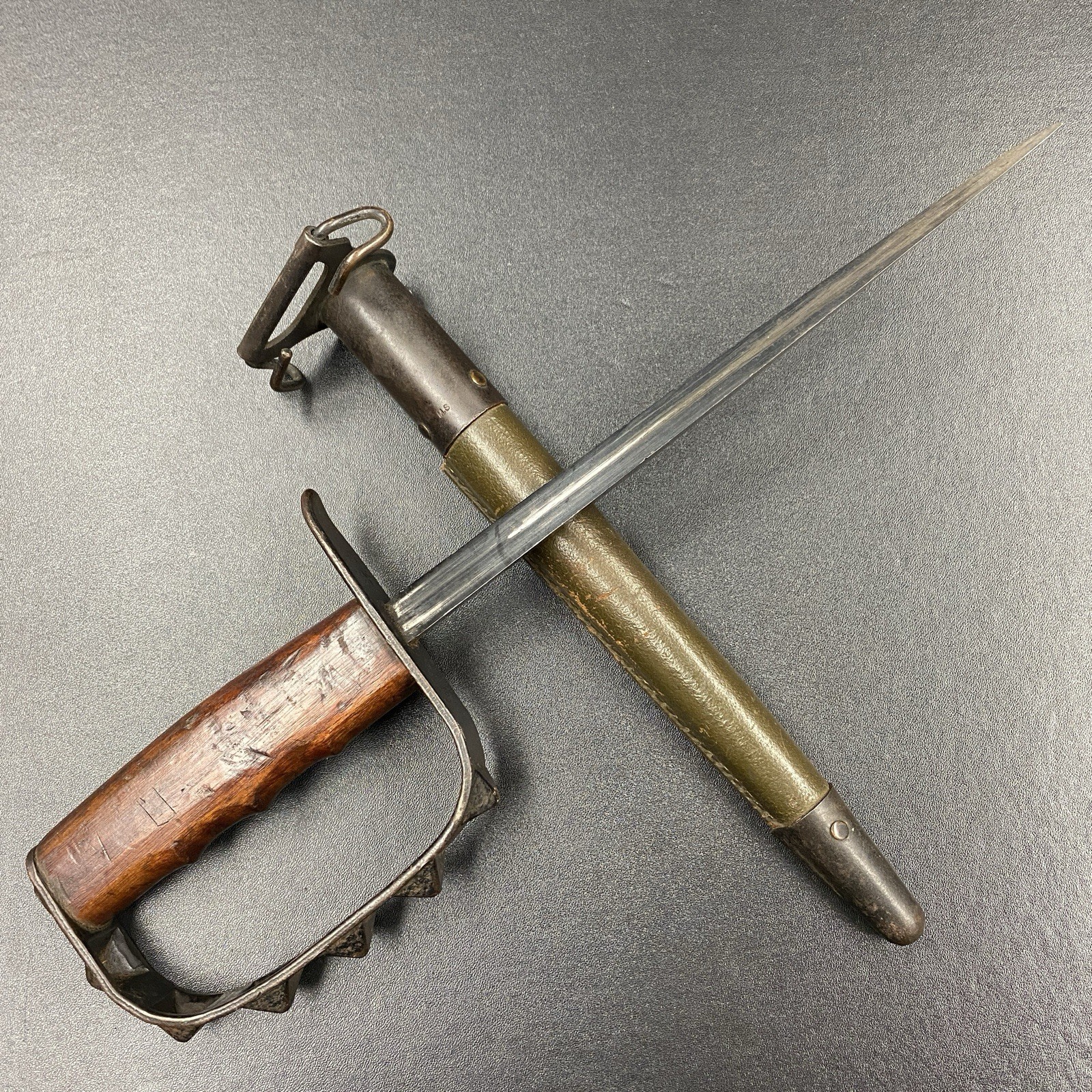 WW1 US M1917 Trench Knife L.F. & C. 1917 with Original M.S. Leather Scabbard VTG WW1 US M1917 Trench Knife L.F. & C. 1917 with Original M.S. Leather Scabbard VTG