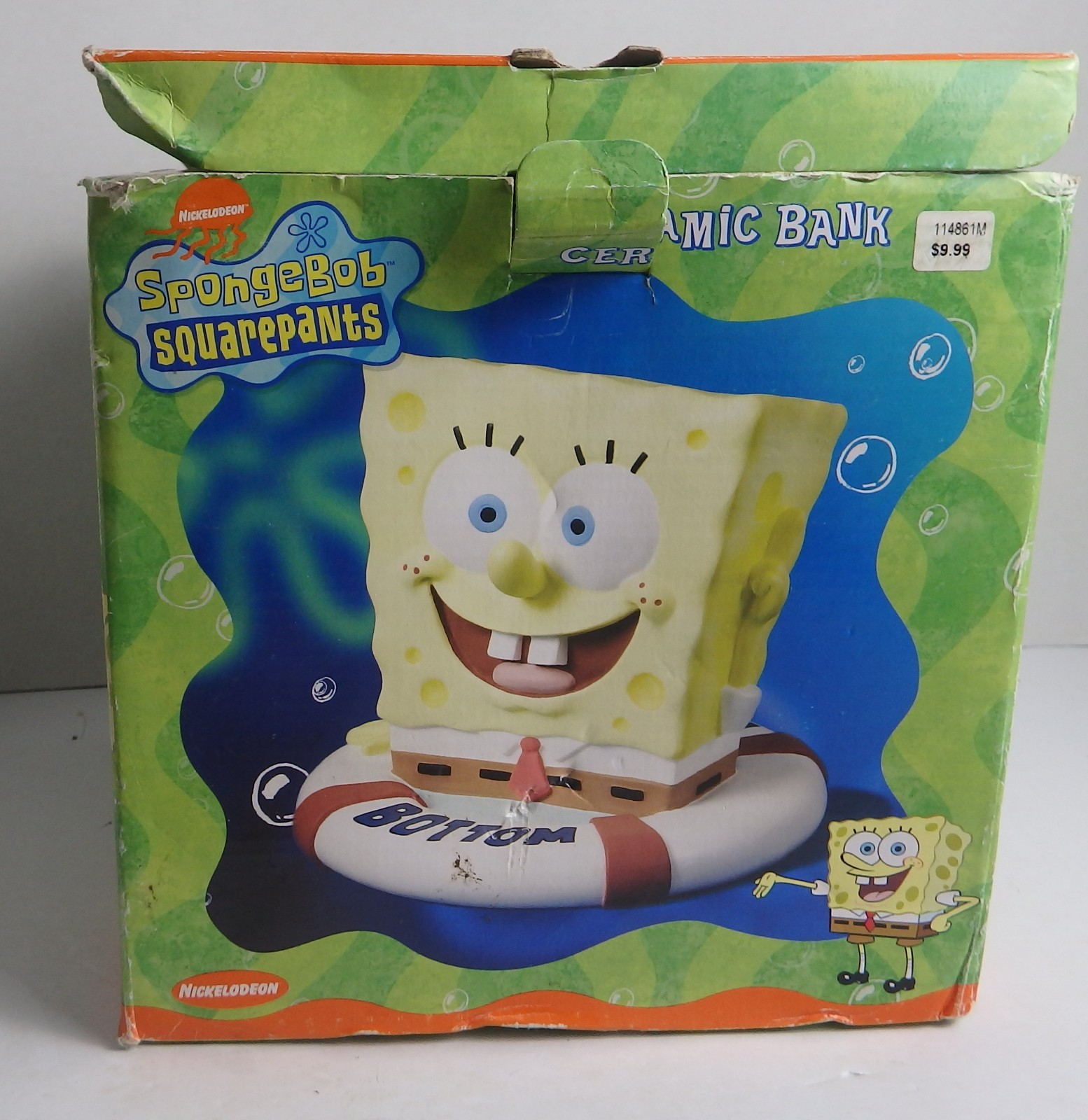 Vintage 2003 Nickelodeon Spongebob SquarePants Ceramic Piggy Bank Bottom NOB