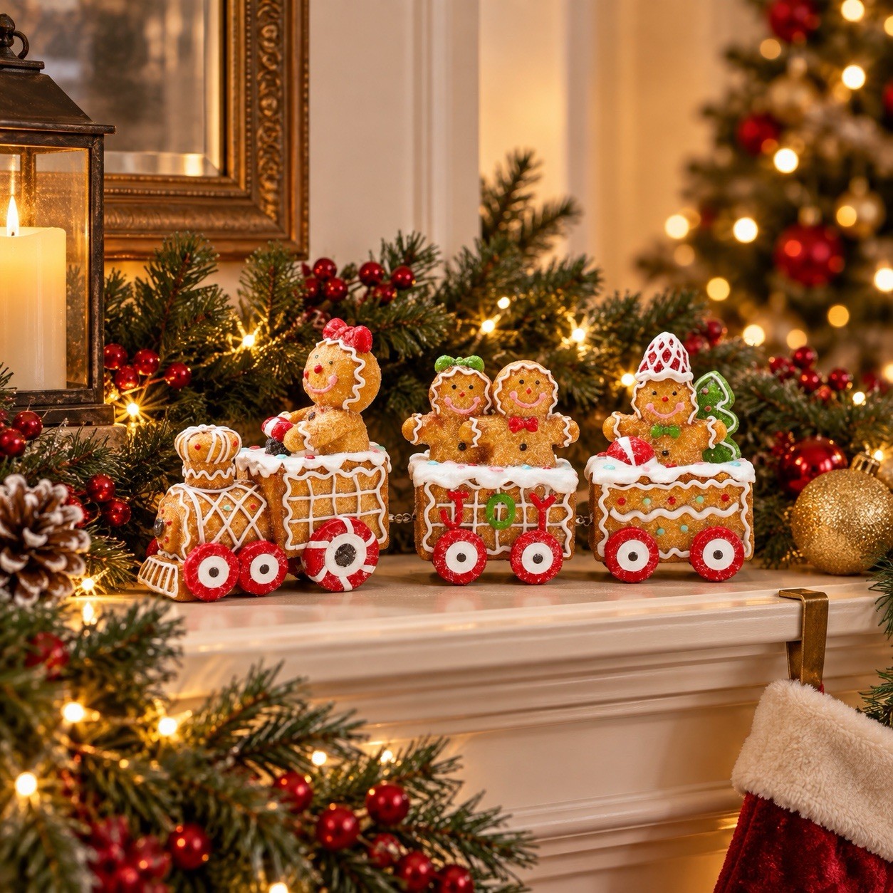 Christmas Gingerbread Man Train Figurine 9.25\