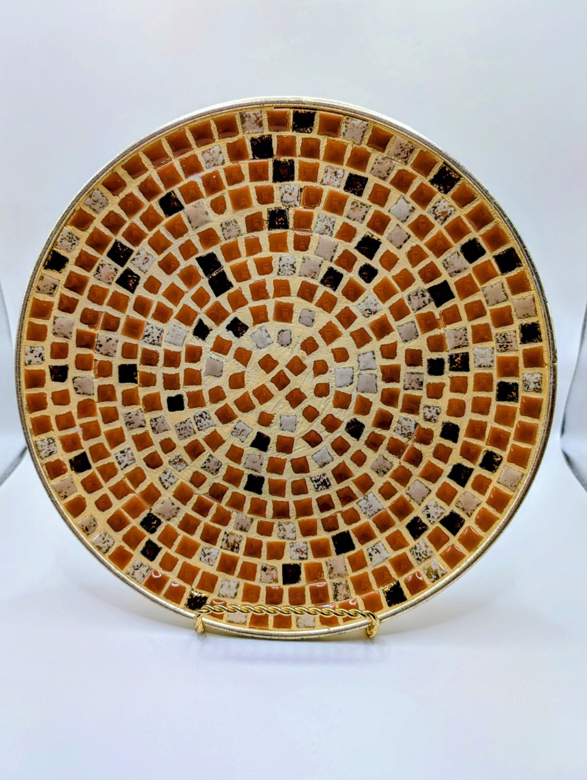 Vtg 1950s Mosaic Tile Plate Dish 10\