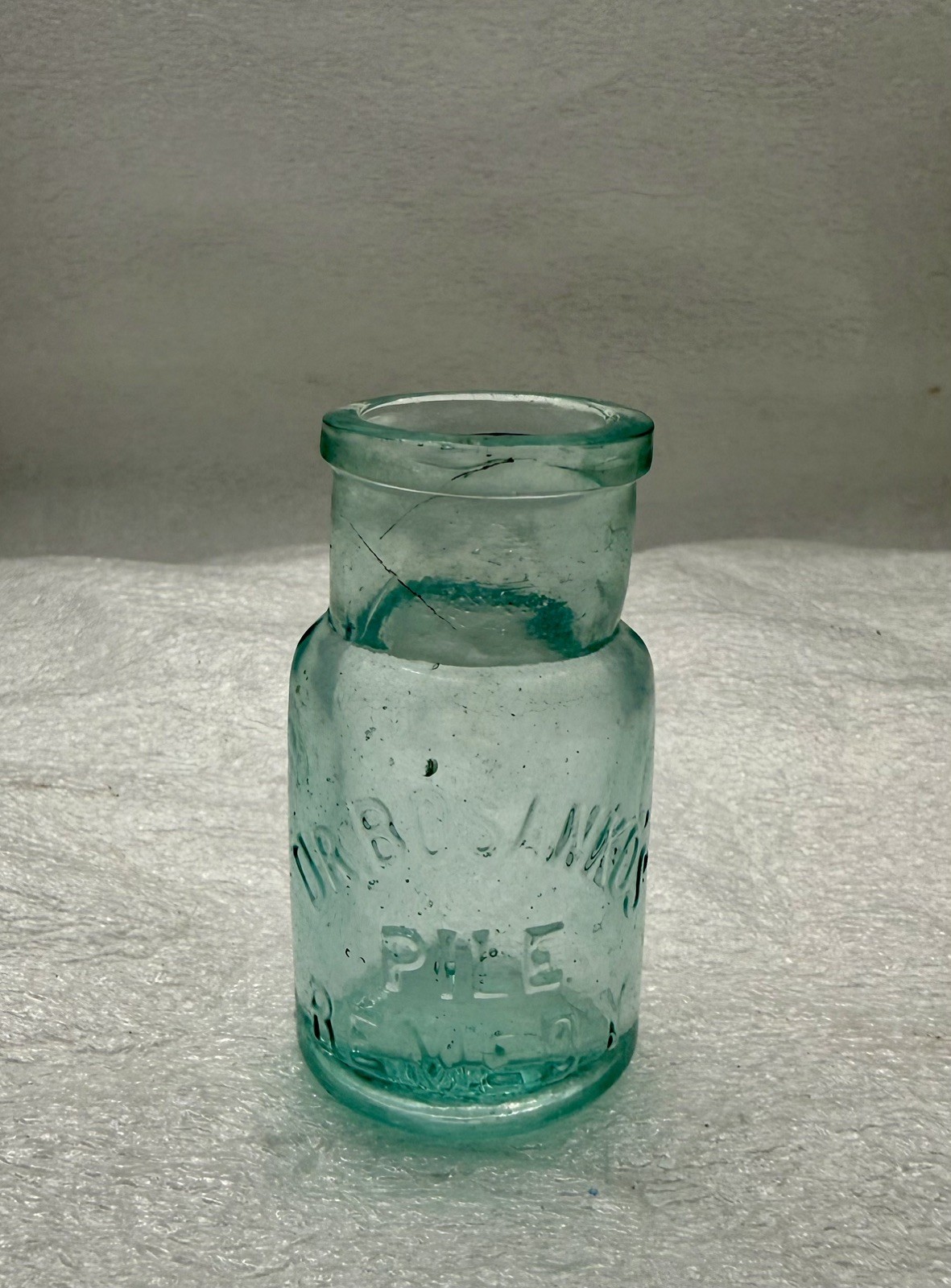 Antique Miniature Cure Bottle Aqua.  Dr. Bosanko\'s Pile Remedy.  