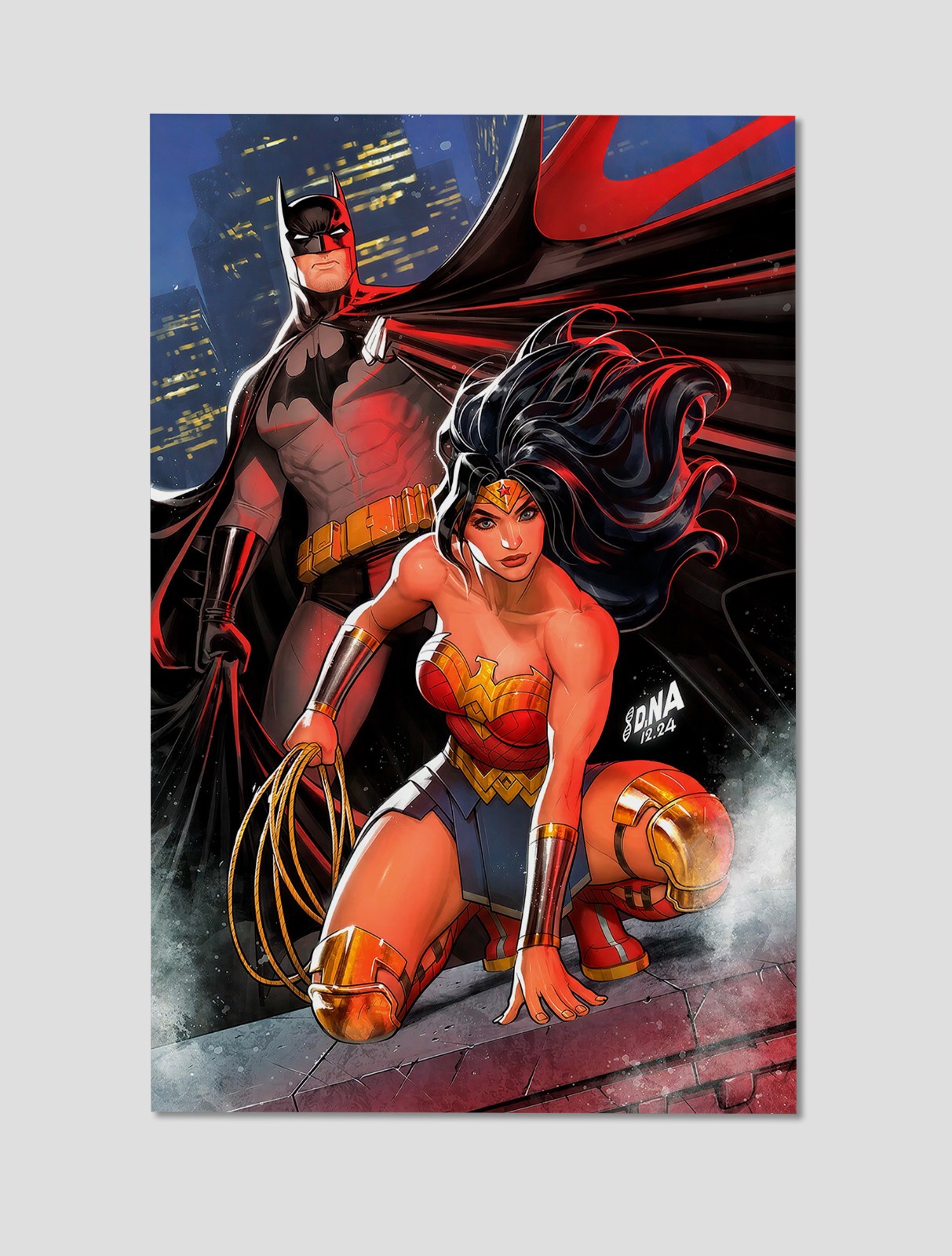 Wonder Woman and Batman crossover Premium Giclee Print Poster 11x17 Wall Art