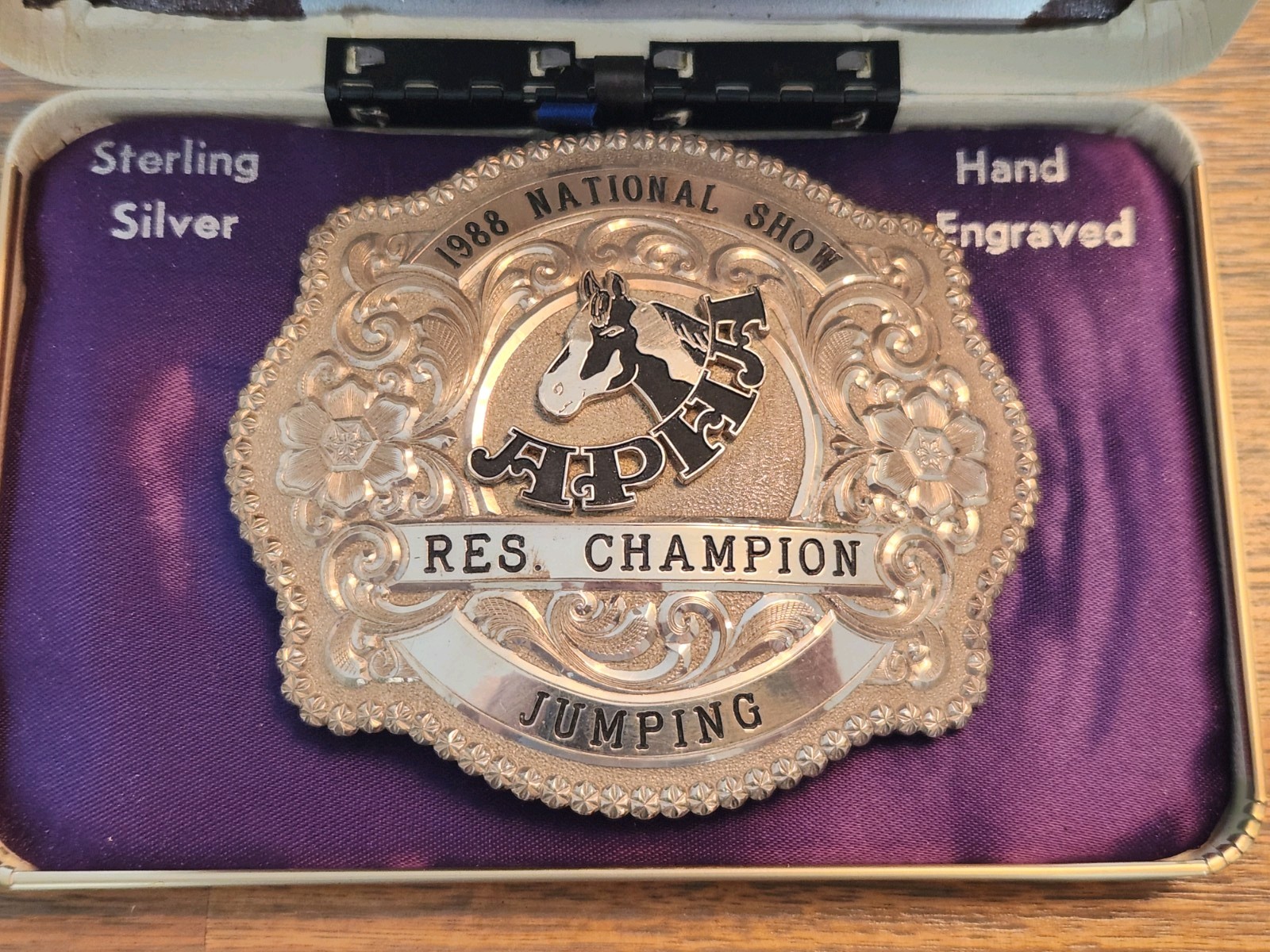 VINTAGE  1988 GIST STERLING OVERLAY CHAMPION TROPHY BELT BUCKLE