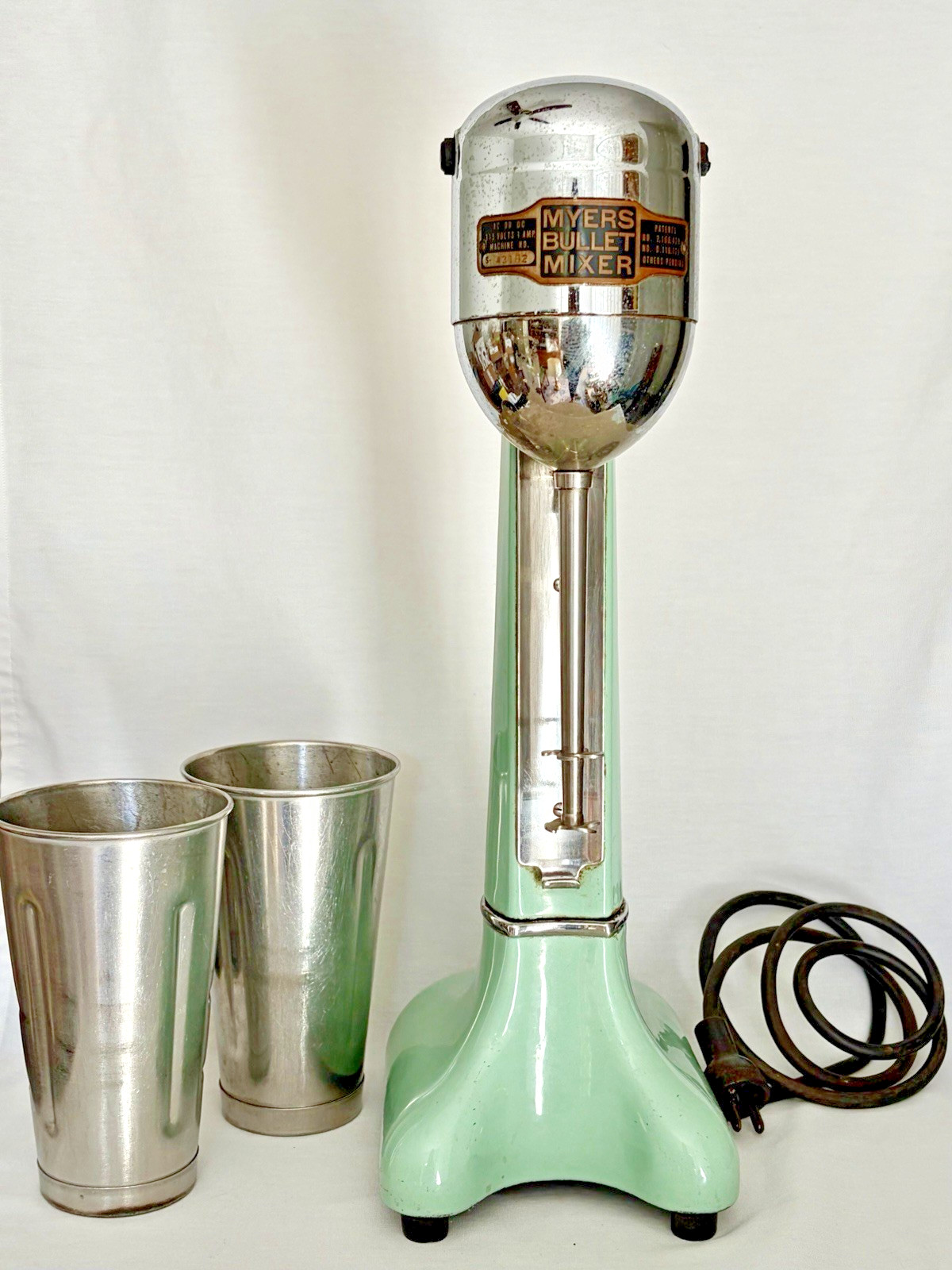 1940s Myers Bullet Mixer Milkshake Malt Maker Jadeite Green Model S-43162 WORKS