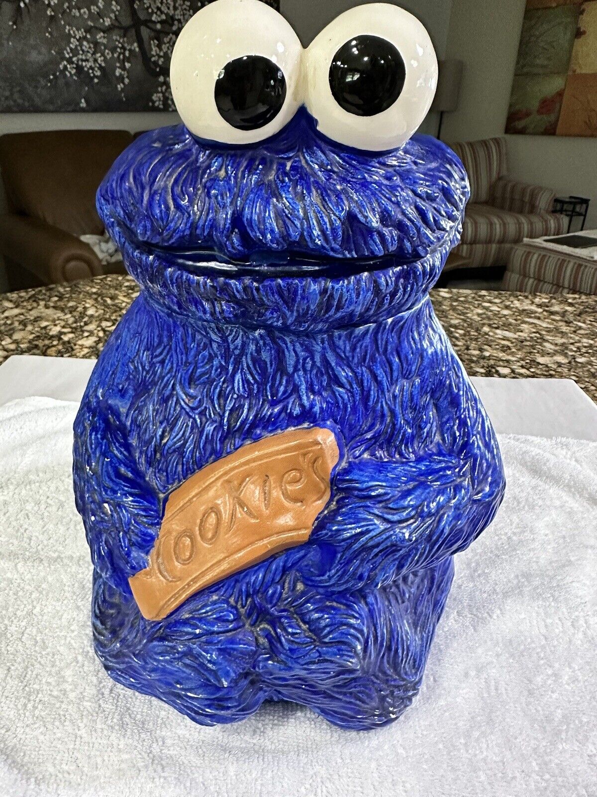 Vintage 1970s Cookie Monster Cookie Jar Sesame Street 70\'s Original.  No Cracks