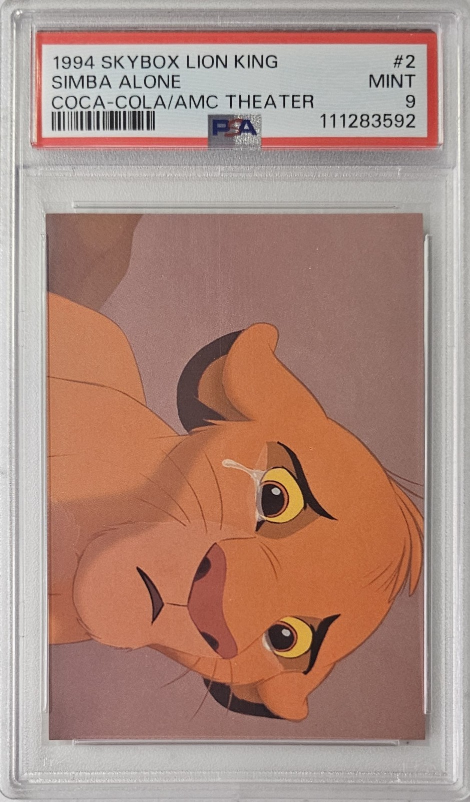 1994 Skybox Lion King Simba Alone #2 PSA 9 Coca-Cola/AMC Theater 