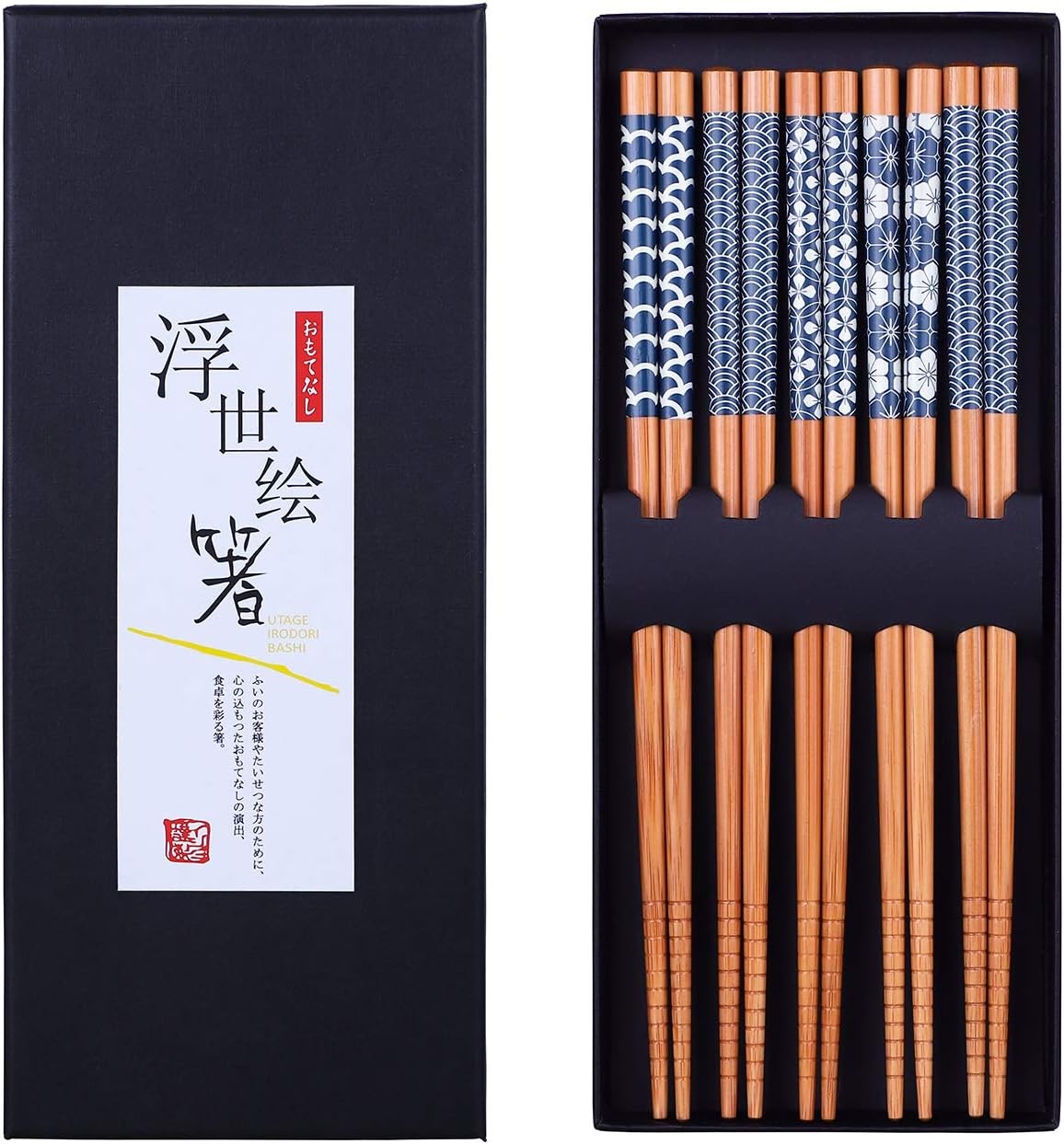 Antner 5 Pairs Natural Bamboo Chopsticks Reusable Style 2 Antner 5 Pairs Natural Bamboo Chopsticks Reusable Style 2