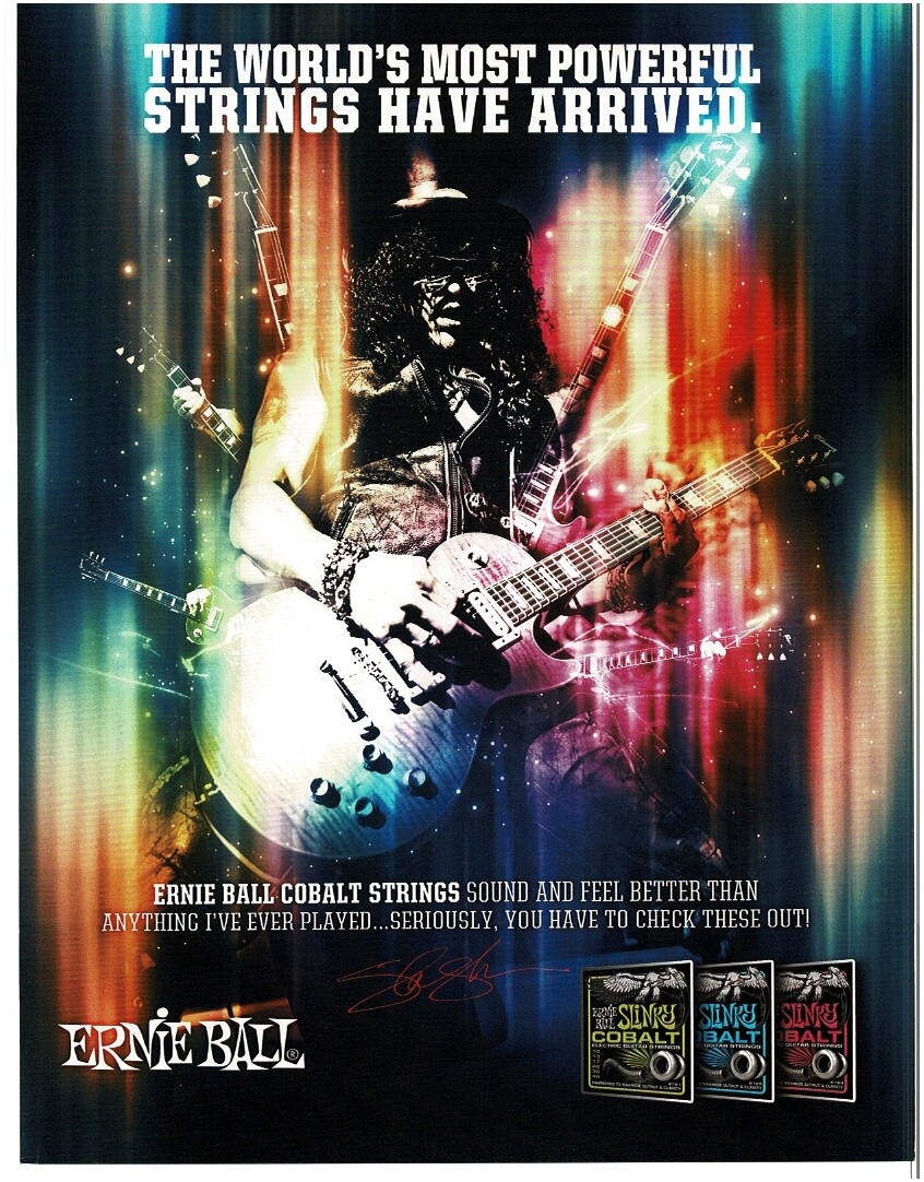 2012 ERNIE BALL Slinky Cobalt Guitar Strings SLASH art Magazine Ad