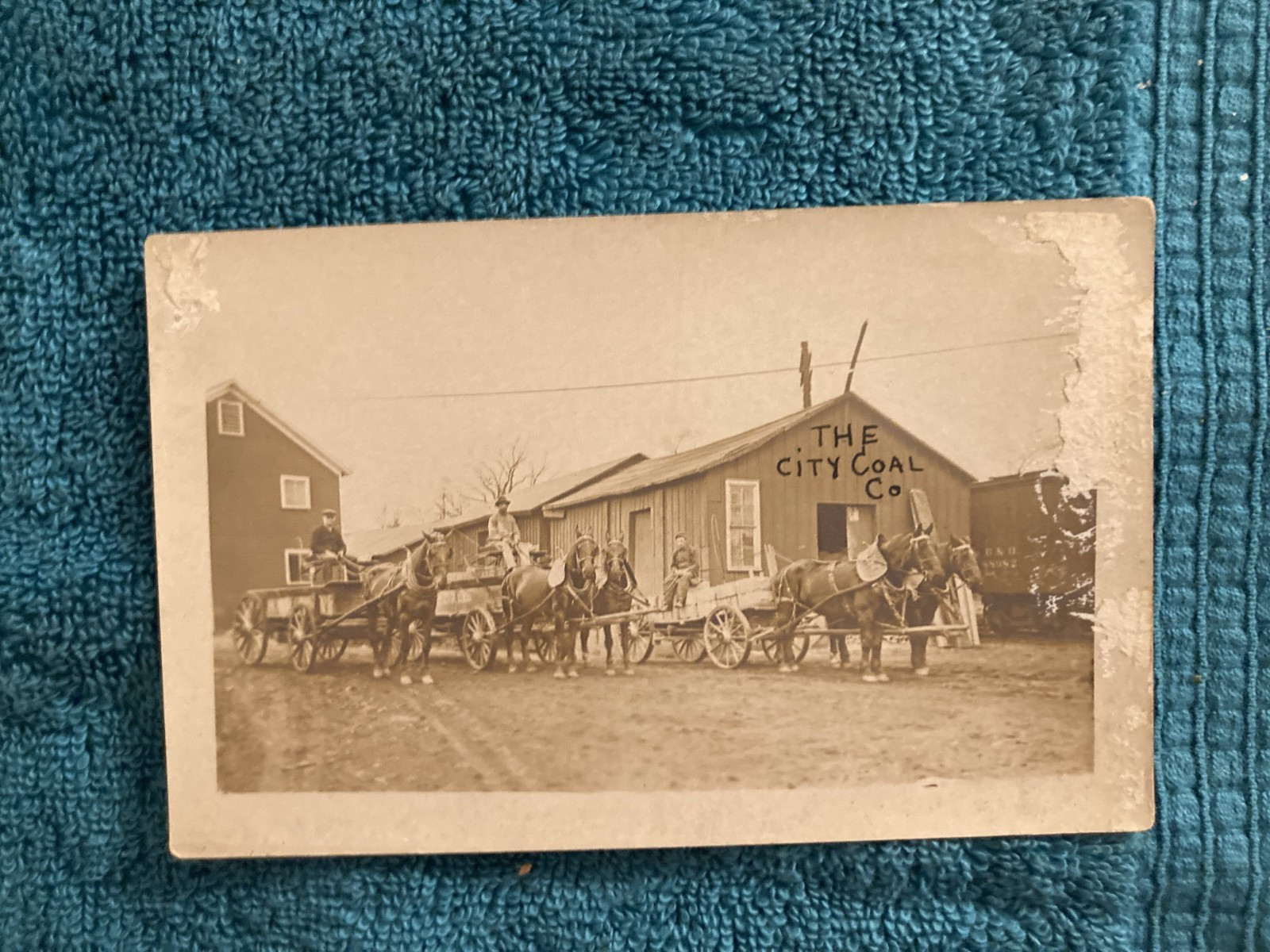 RPPC The City Coal Co RR Station Horse Drawn Wagons Meadville Pennsylvania c1910 RPPC The City Coal Co RR Station Horse Drawn Wagons Meadville Pennsylvania c1910