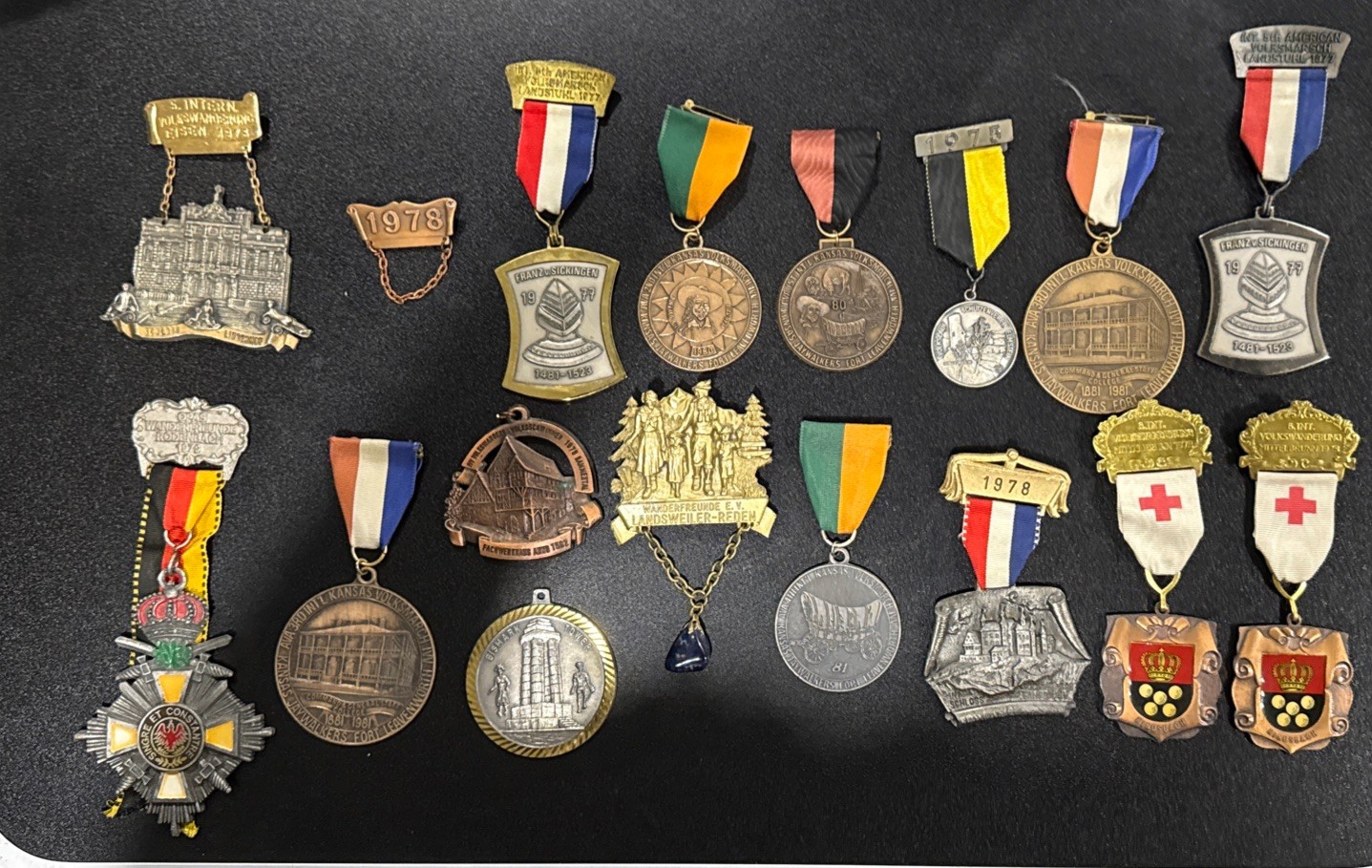 17 Vintage German Wandertag Volksmarch Hiking Medals Adventure Award 1970-80s 17 Vintage German Wandertag Volksmarch Hiking Medals Adventure Award 1970-80s