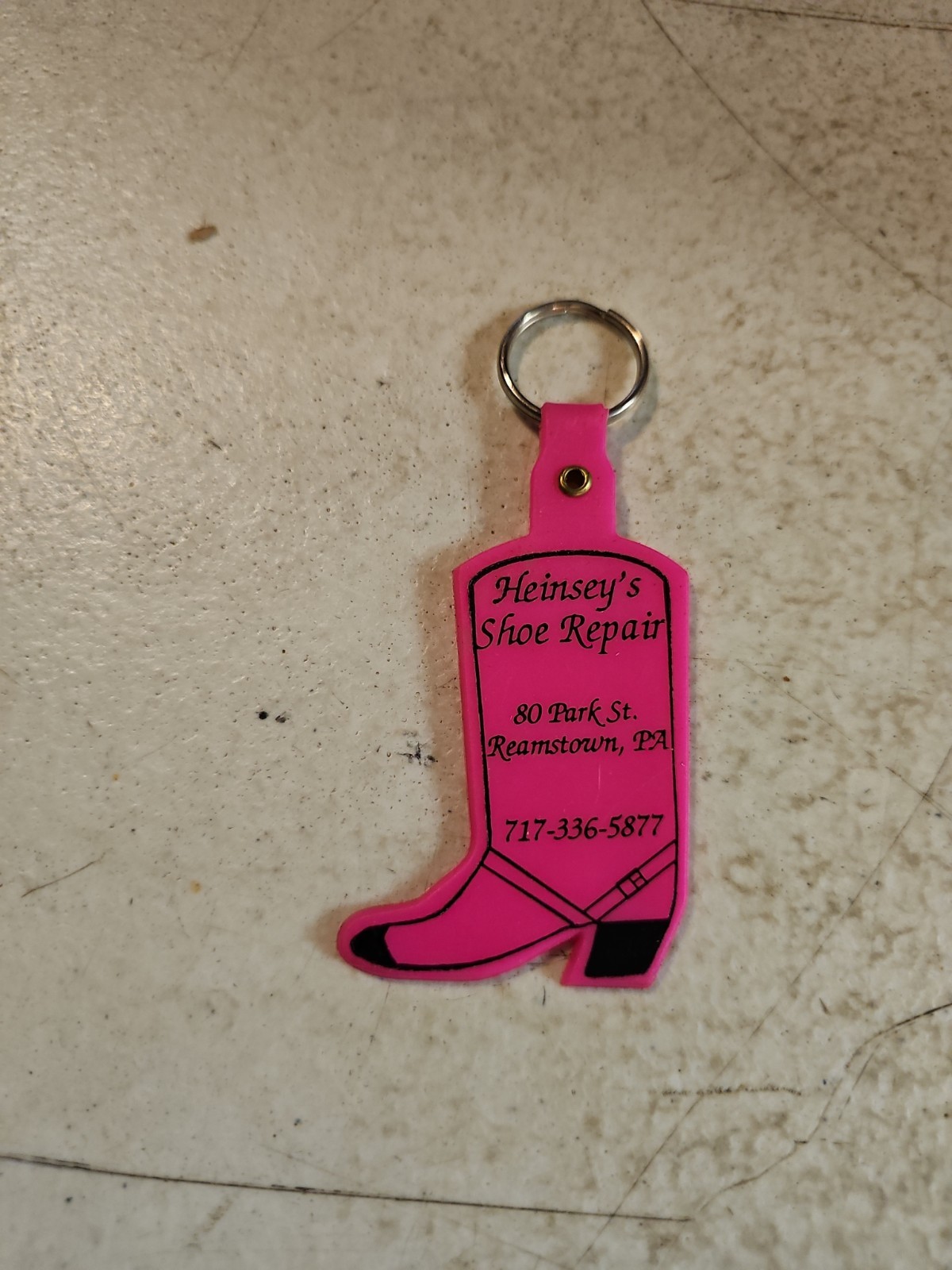 Vintage Heinsey's Shoe Repair Keychain. Reamstown, Pennsylvania Vintage Heinsey's Shoe Repair Keychain. Reamstown, Pennsylvania
