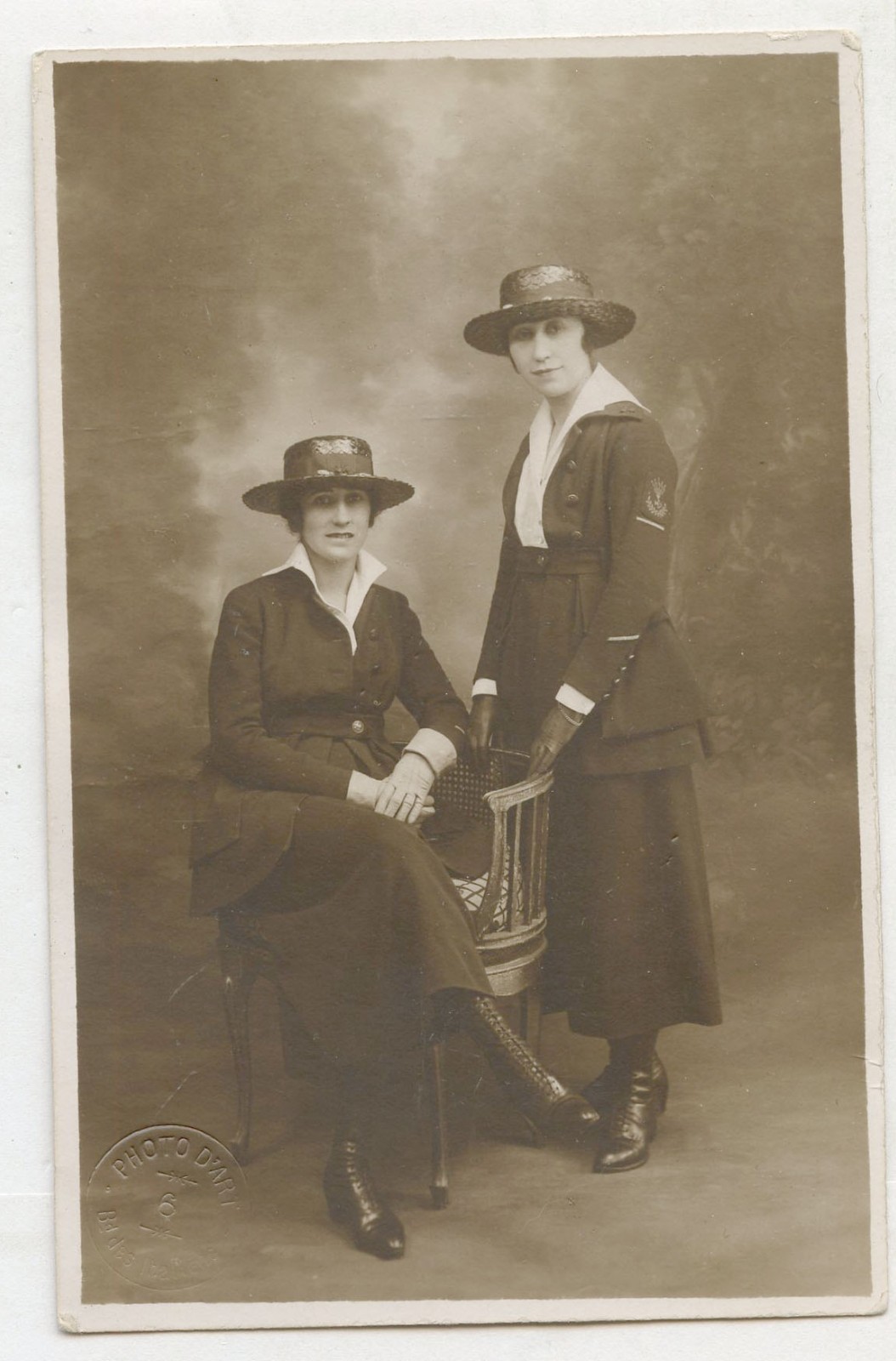 WWI WW1 Hello Girl RPPC Photo Postcard, Article-Bertha & Marthe Carrel SISTERS