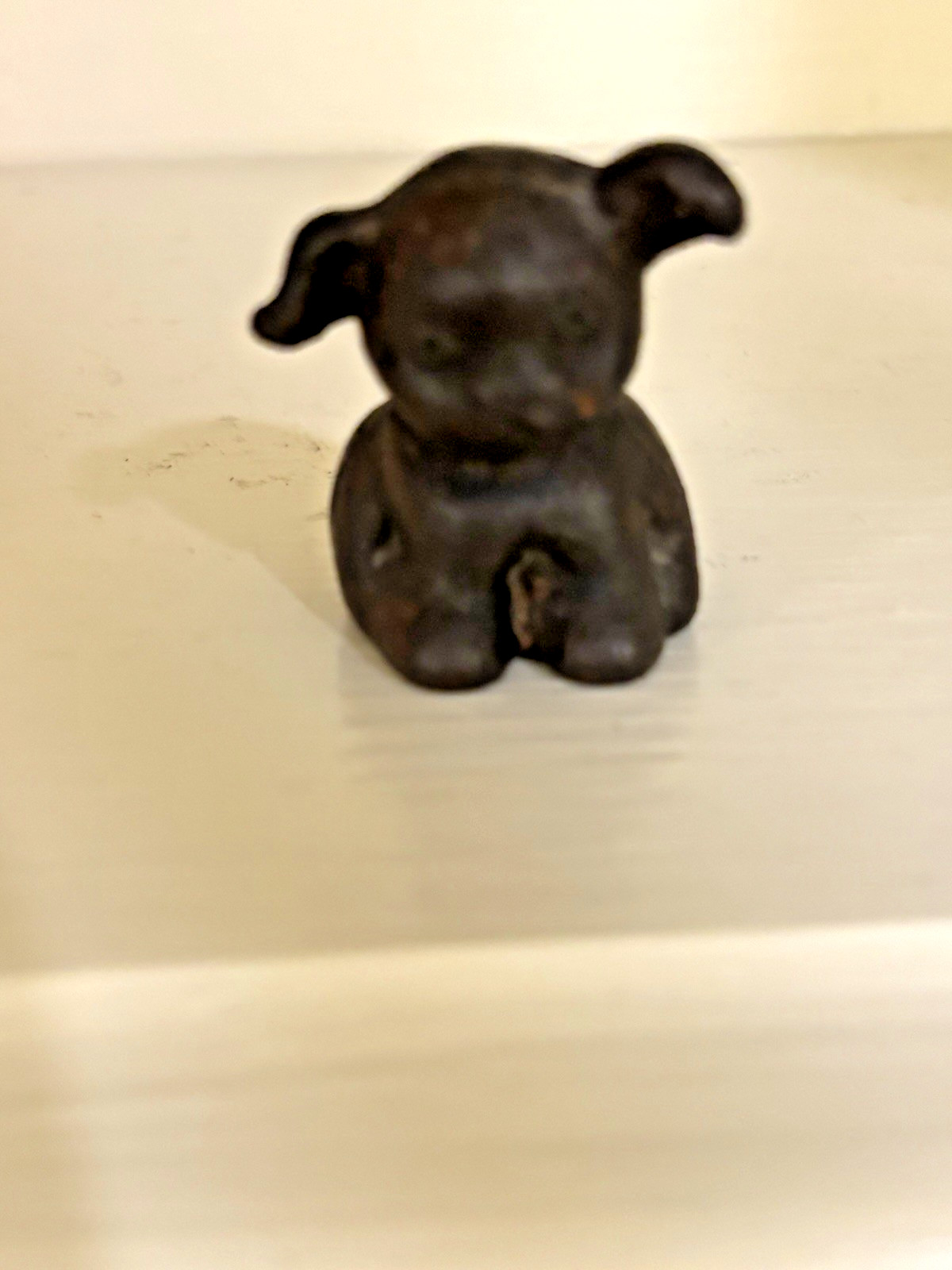 Vintage Black Hubley Hines Cast Iron Figurine - Dog Paperweight Signed