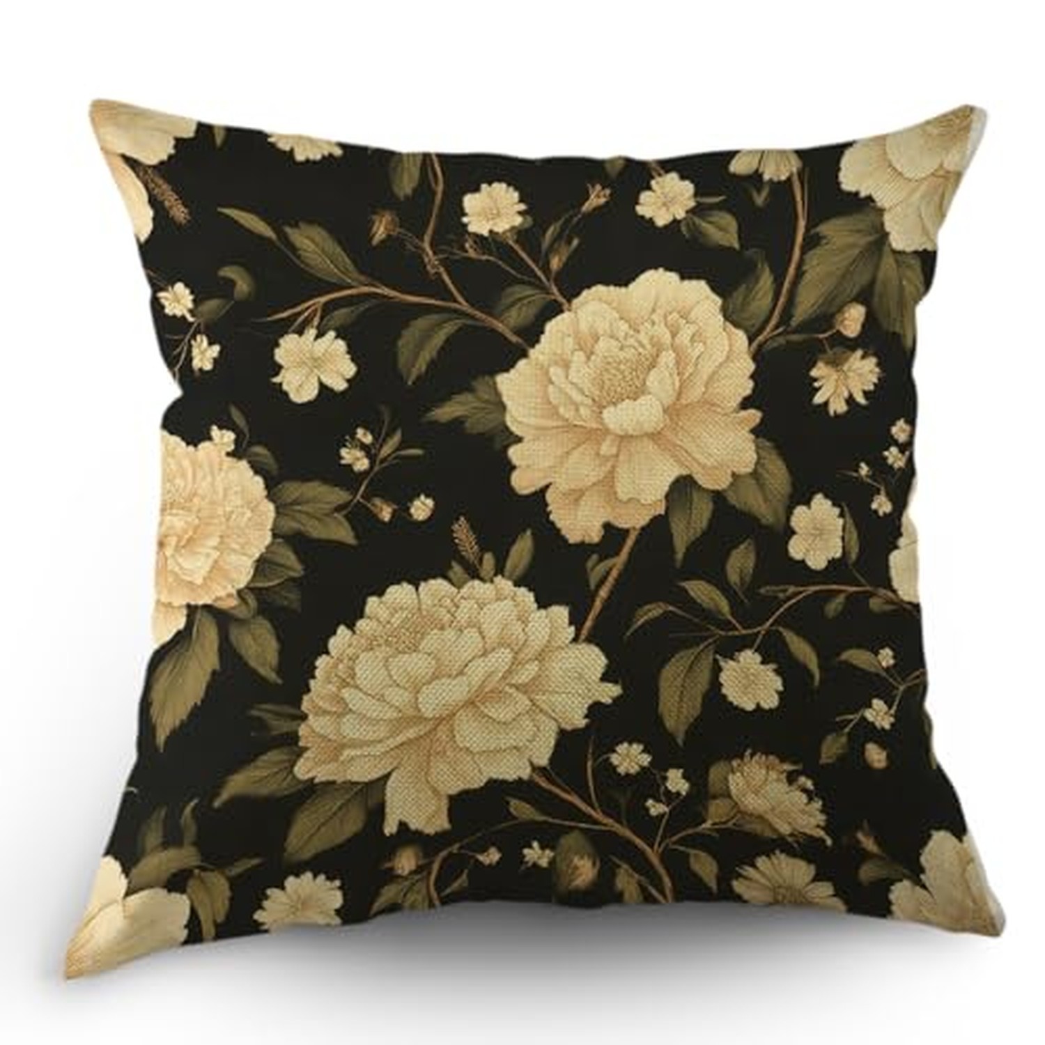 Moslion Throw Pillow Cover Retro Floral Vintage Style Peony Spring Summer Wil...