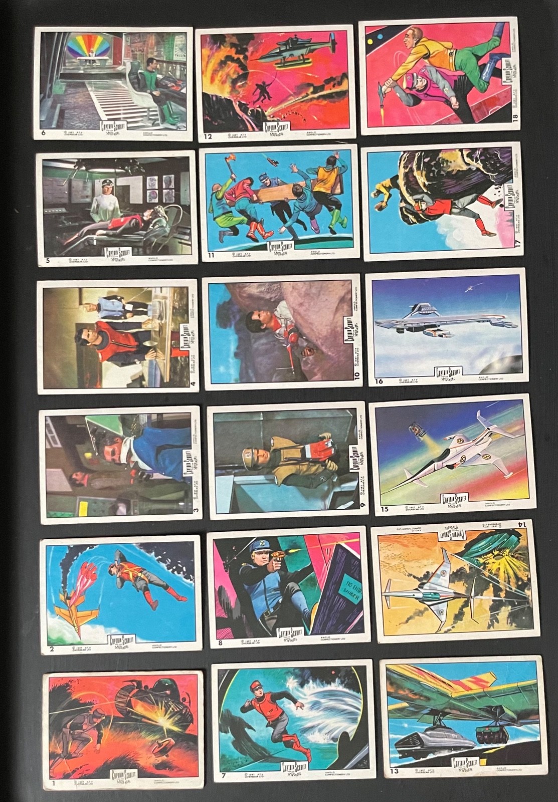 Vintage 1967 Anglo Confectionary Captain Scarlet Bubble Gum Cards Complete Set 