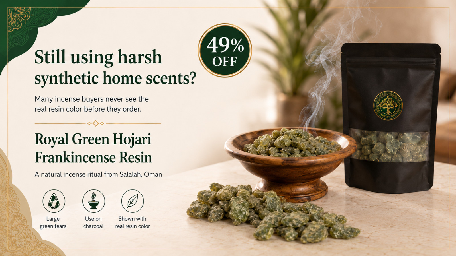 Royal green Hojari Frankincense Boswellia Sacra 250g 0.55lb Luban Incense Tears Royal green Hojari Frankincense Boswellia Sacra 250g 0.55lb Luban Incense Tears