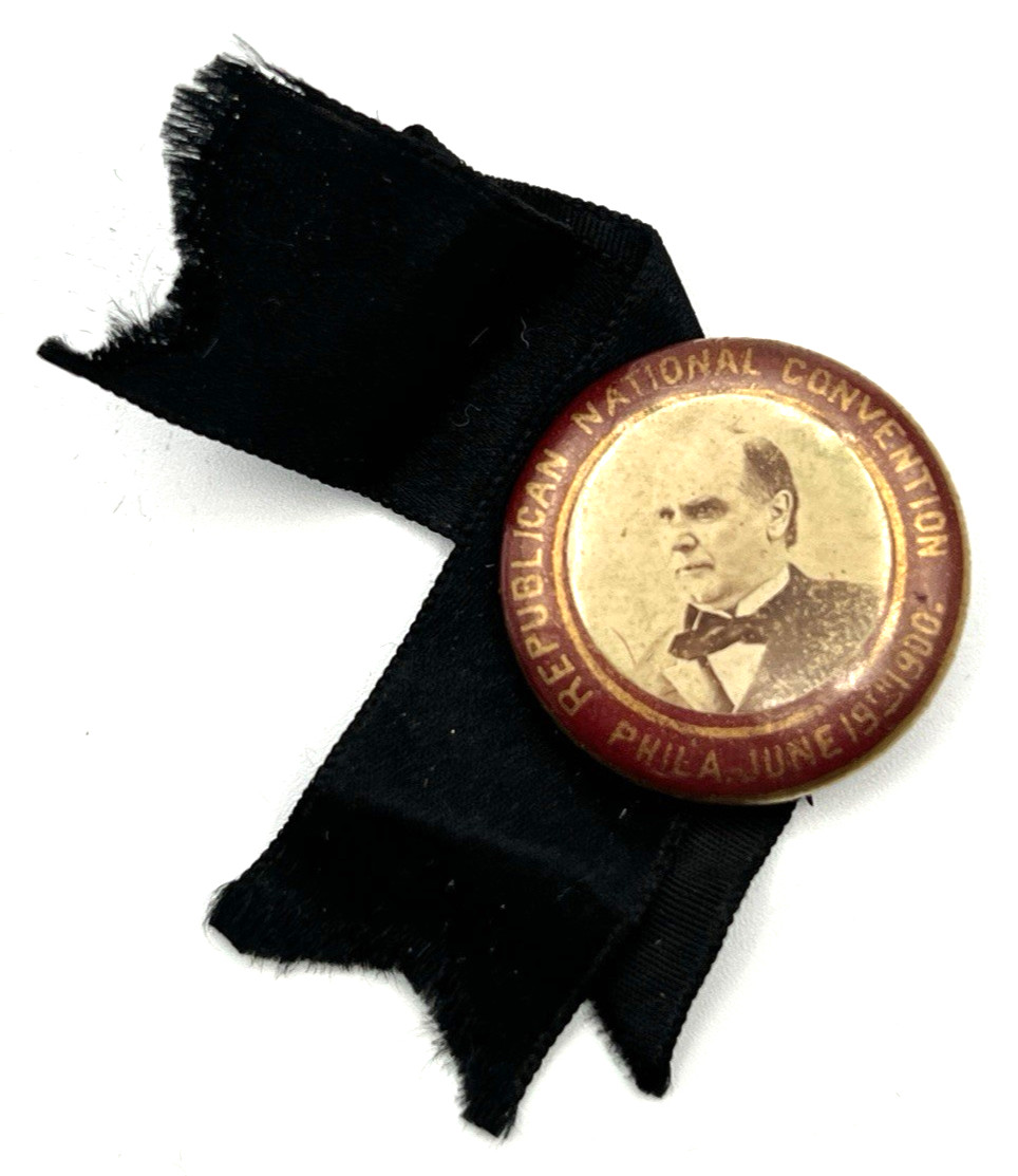 RARE 1901 WILLIAM MCKINLEY MOURNING BADGE REPUBLICAN NATIONAL CONVENTION BUTTON RARE 1901 WILLIAM MCKINLEY MOURNING BADGE REPUBLICAN NATIONAL CONVENTION BUTTON