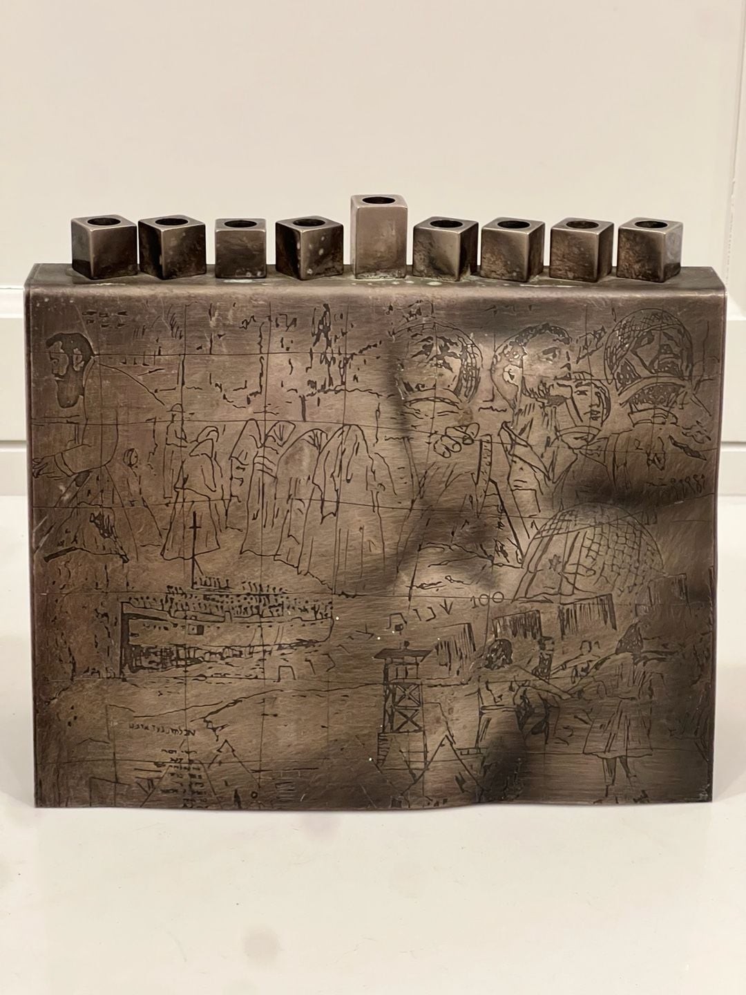 Igael Tumarkin Israel Emblem History Etched Metal Menorah Sculptural Art