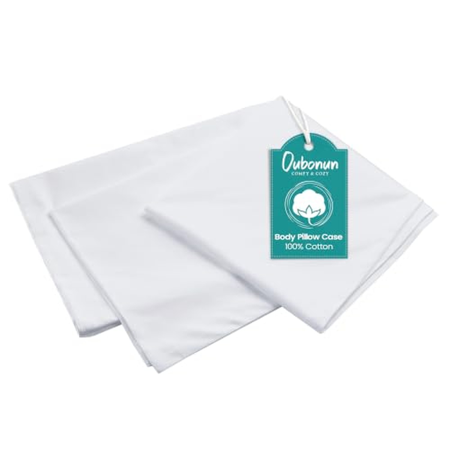 Oubonun 21 x 54 Inch 100% Cotton 800TC Long Body Pillowcase with Envelope White Oubonun 21 x 54 Inch 100% Cotton 800TC Long Body Pillowcase with Envelope White