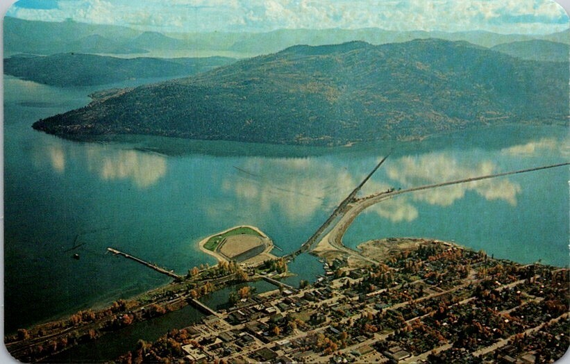 Vintage Postcard Aerial View of Pend Oreille Lake and Sandpoint Idaho ID    4116