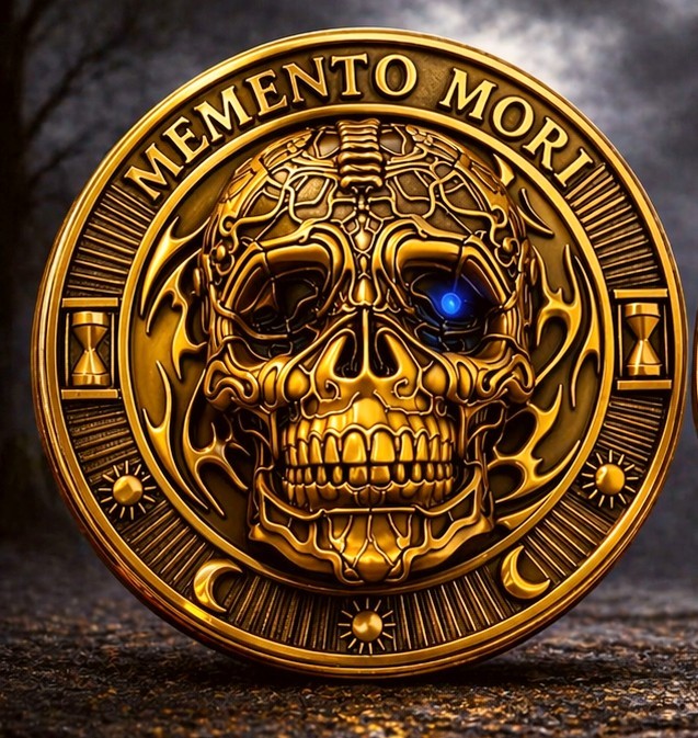 🔥Memento Mori Challenge Coin Skull Hourglass Dual-Sided Gothic Stoic Medallion