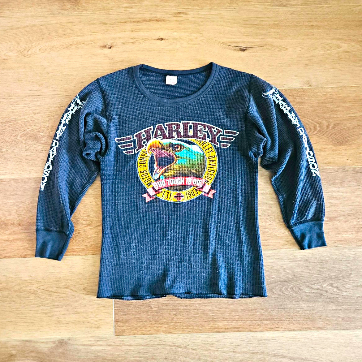 Vintage 80s Harley Thermal Long Johns Too Tough to Die Eagle L Elyria OH