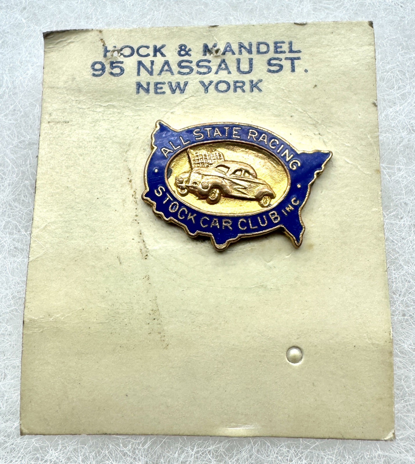 1950\'s All State Racing Stock Car Club Inc. Race Car Drivers Pin - New Old Stock 1950\'s All State Racing Stock Car Club Inc. Race Car Drivers Pin - New Old Stock