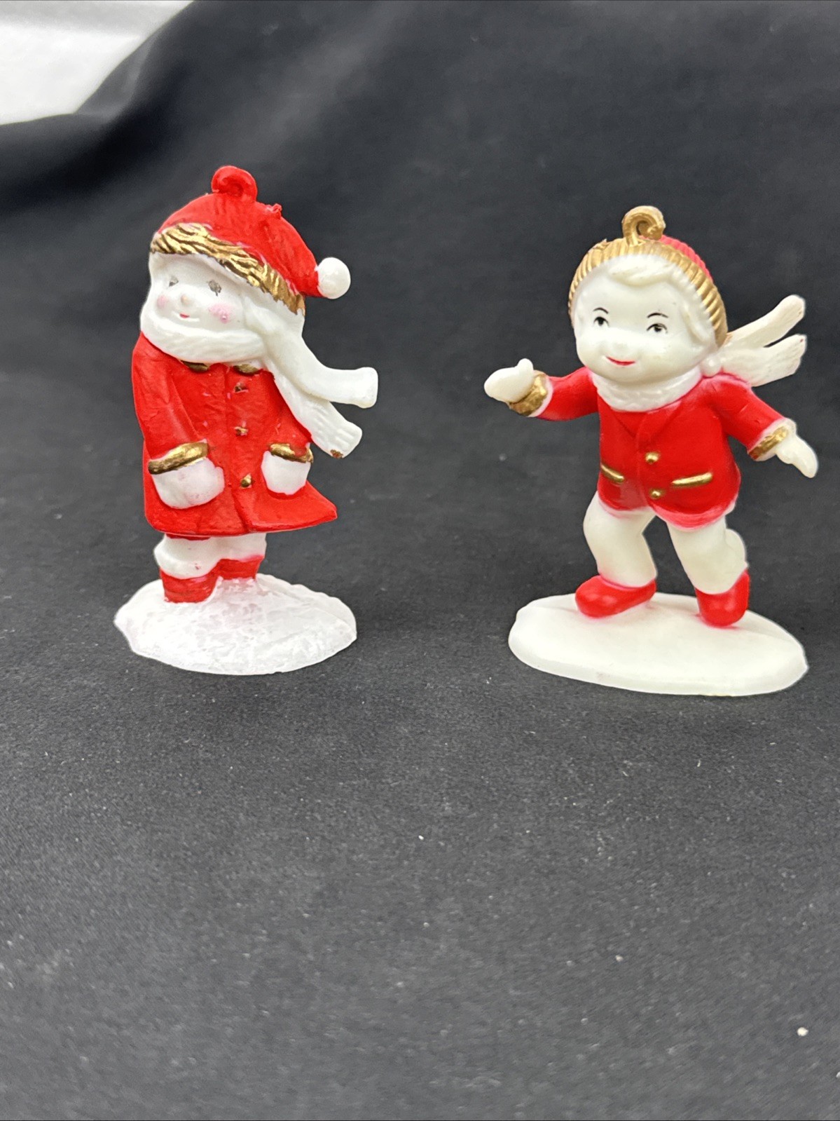 Vintage Hong Kong Hard Plastic Christmas Ornaments Set Of 2