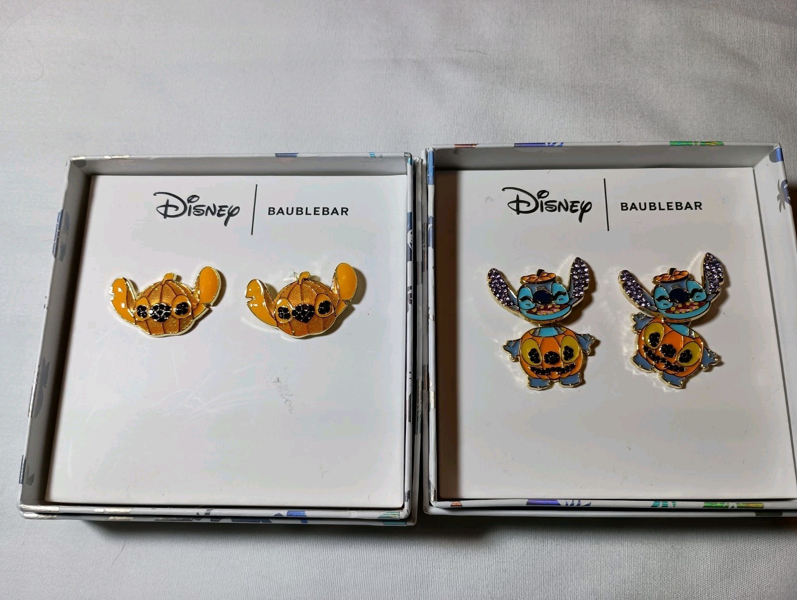 2 Pair Baublebar Disney Halloween Earrings Stitch Pumpkin Dangle New