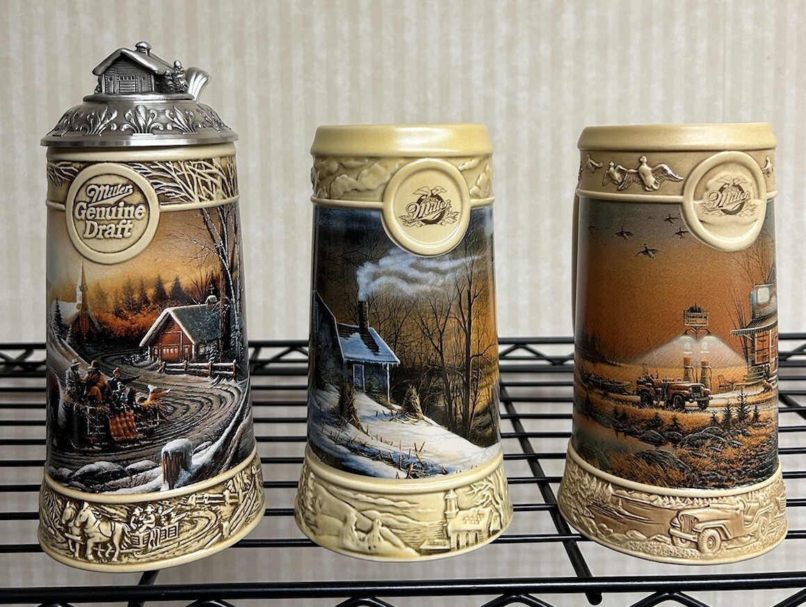 1995 1996 1997 Terry Redlin Series Miller Beer Steins Ducks Unlimited