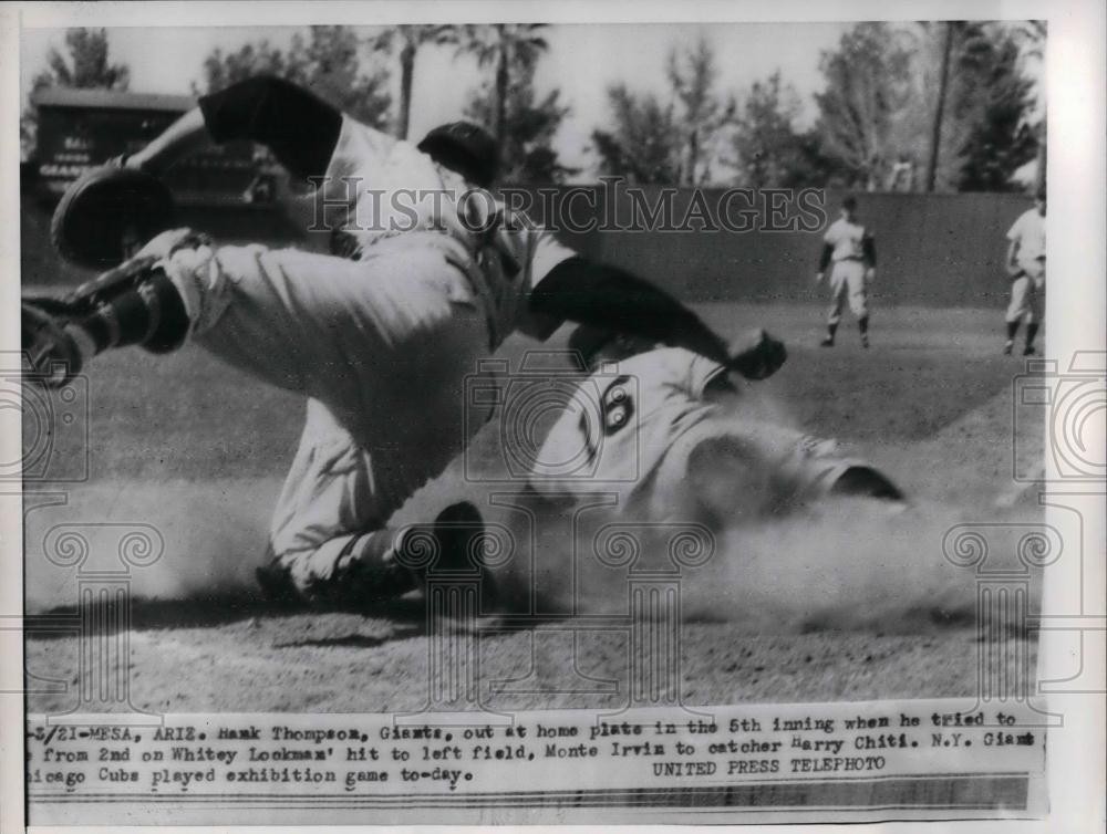 1956 Press Photo Hank Thompson Giants Against Cubs - nea24351