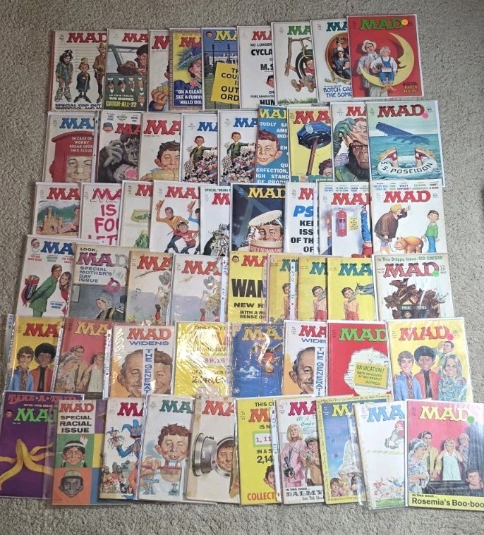 Vintage Lot of 54 MAD Magazines 1960\'s thru 1970\'s