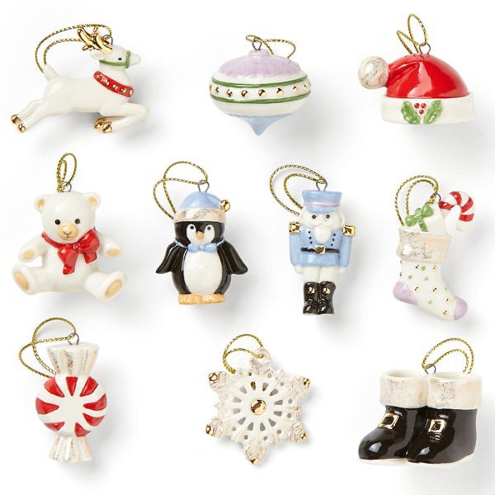 Lenox Christmas Memories Miniature Tree Ornaments Set of 10 Reindeer Penguin NEW Lenox Christmas Memories Miniature Tree Ornaments Set of 10 Reindeer Penguin NEW