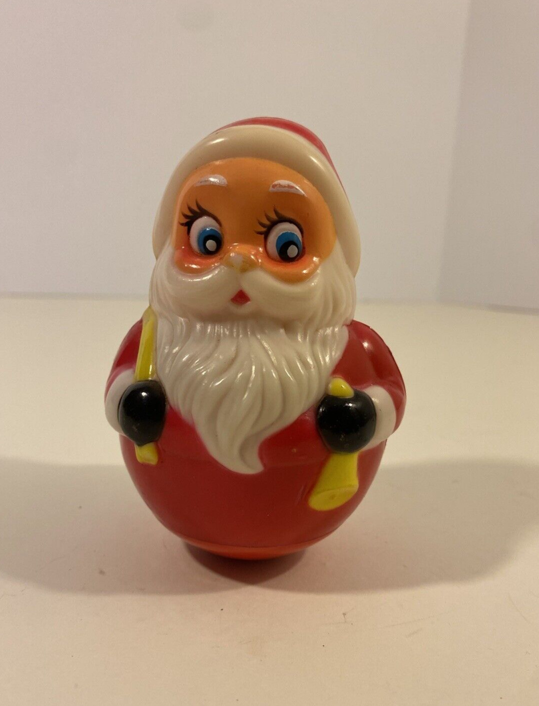 Vintage Christmas Santa Claus Roly Poly Plastic Toy Kiddie Products Avon 4.5\