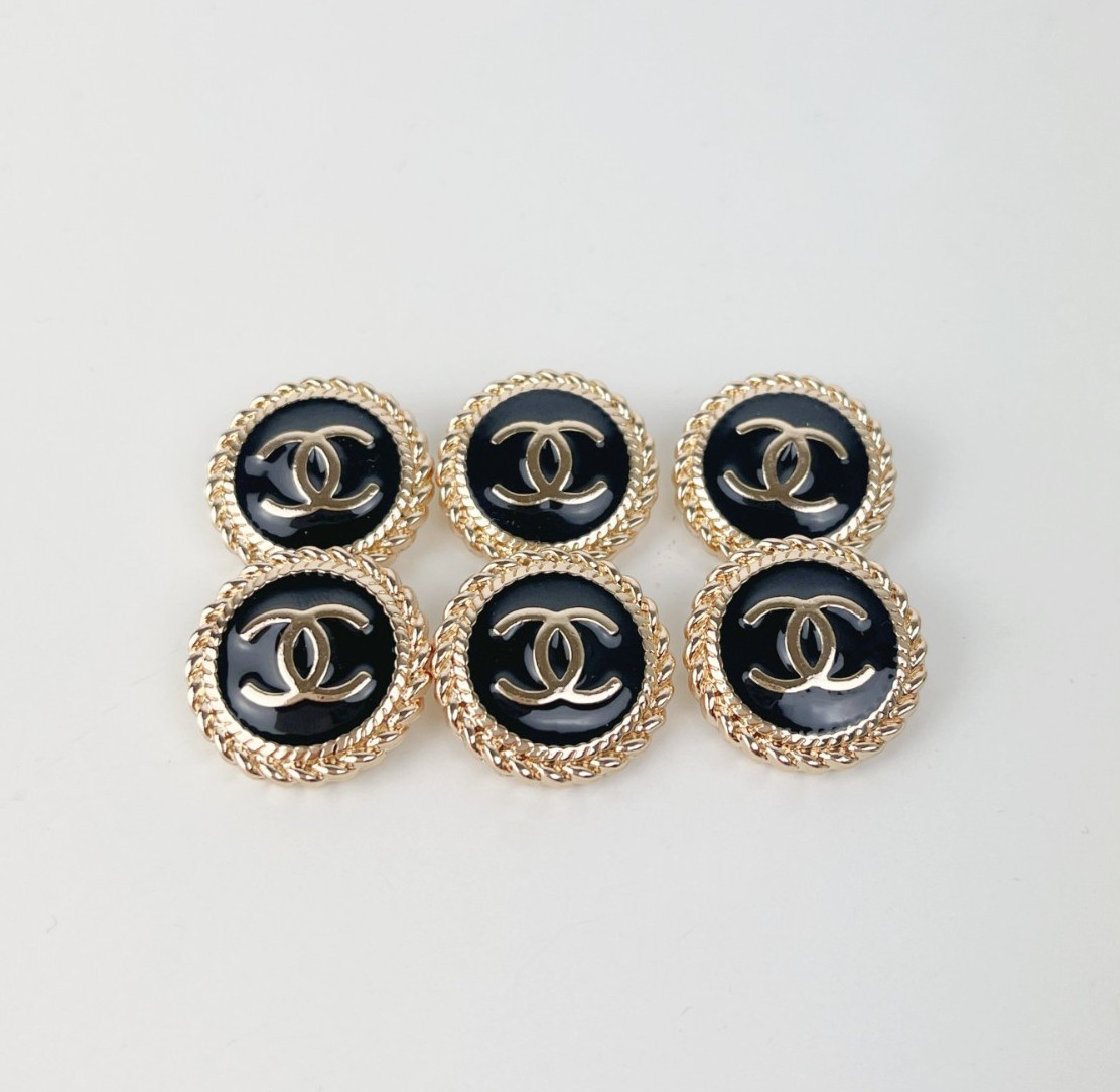 STAMPED lot of 6 Designer Black and Gold Button