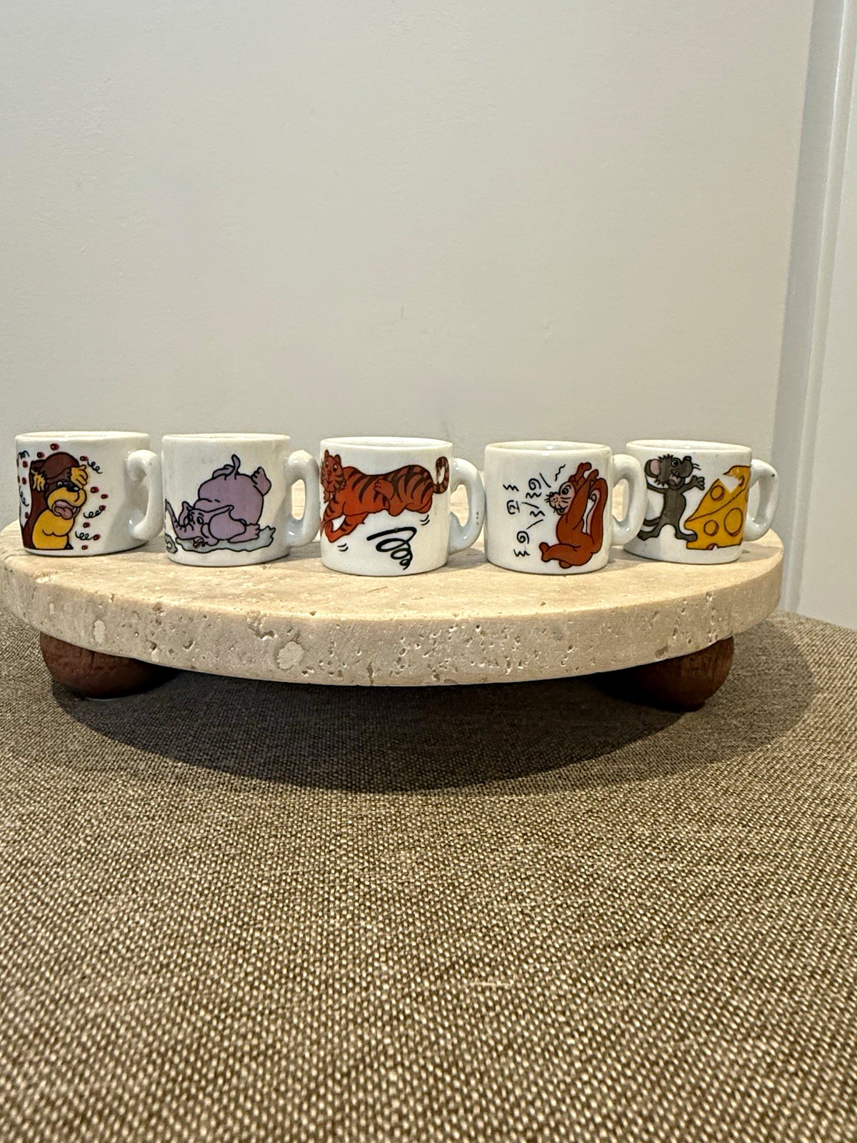 Lot Of 5 Miniature SILLY ANIMAL Mugs 1.25”  Tiny Small Cup Various ANIMALS