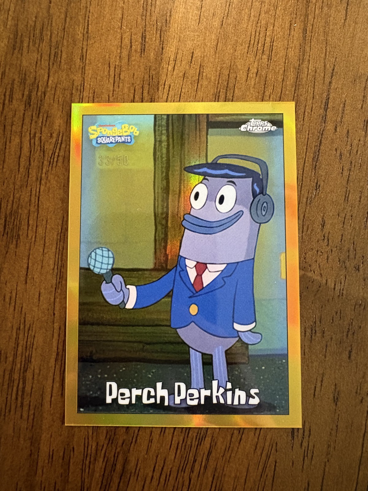 2025 Topps Chrome Spongebob Perch Perkins Gold Refractor /50 #186