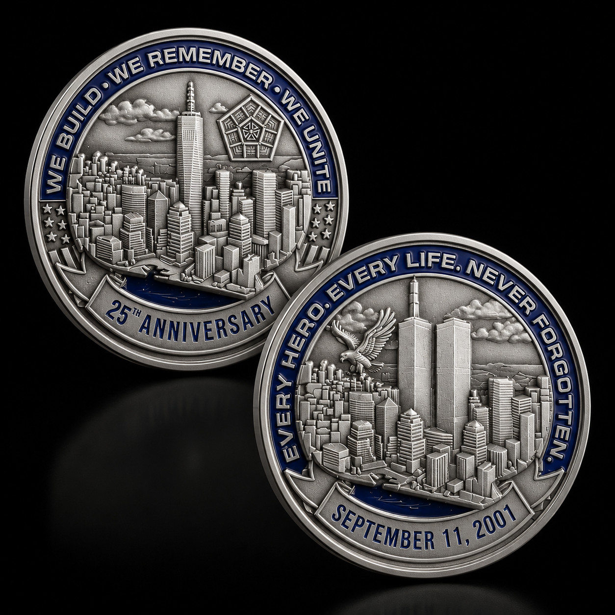 911 25th Anniversary We Will Never Forget Challenge Coin