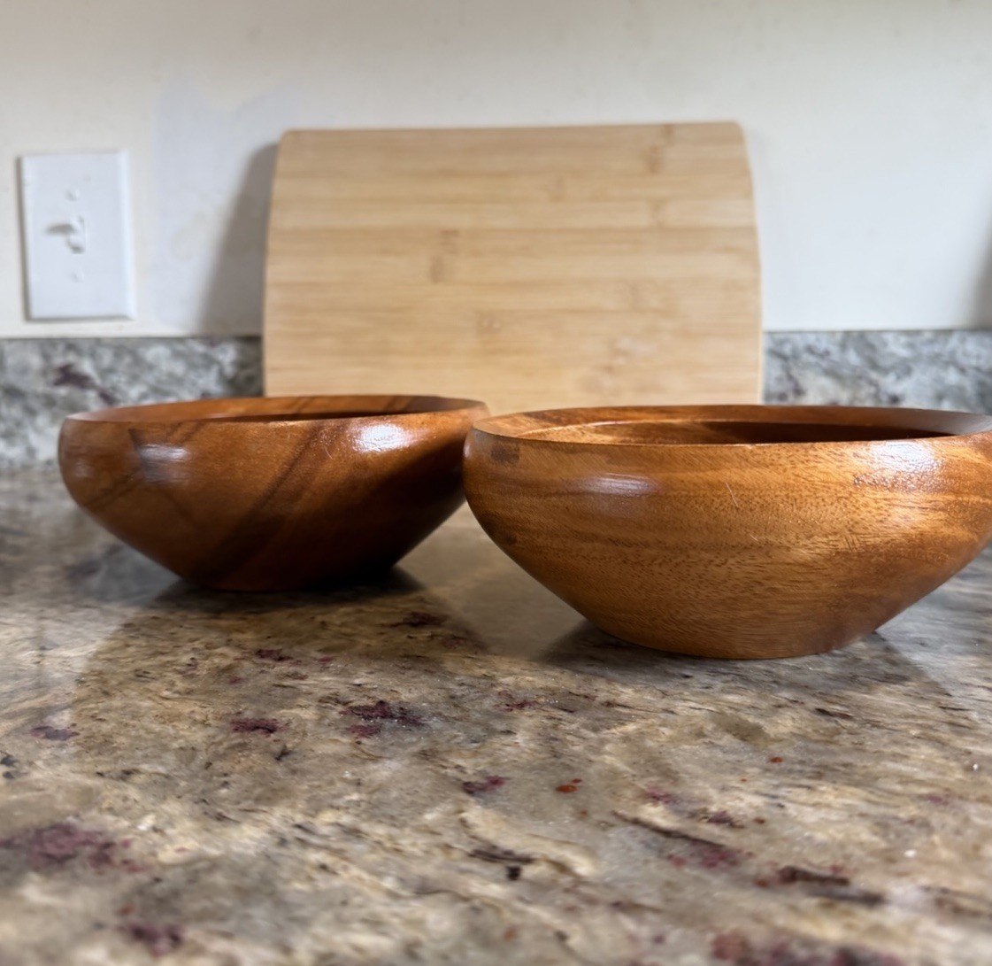 DANSK PHILIPPINES JHQ Teak Wood Bowls MCM VintageJens Harald Quistgaard Set Of 2 DANSK PHILIPPINES JHQ Teak Wood Bowls MCM VintageJens Harald Quistgaard Set Of 2