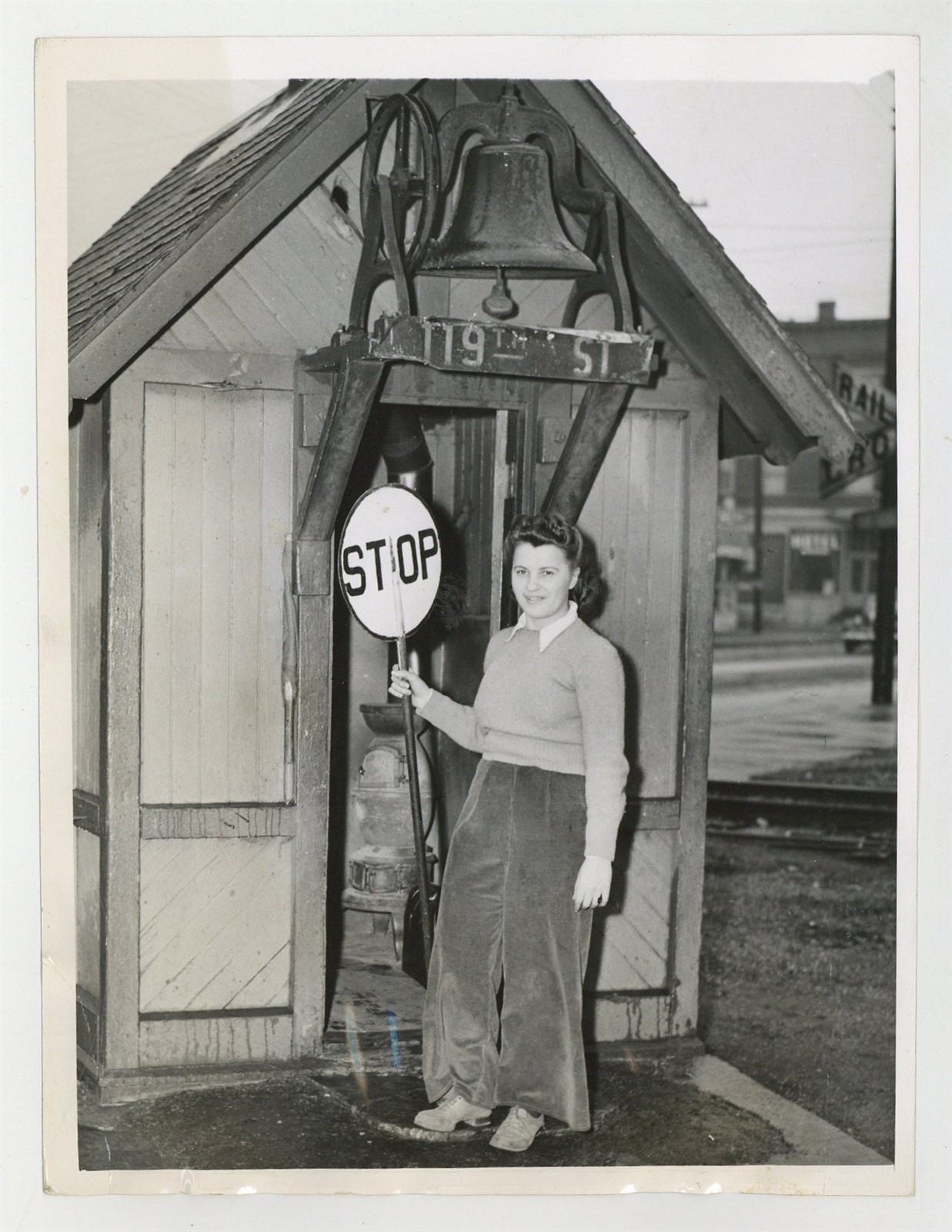 Pennsylvania RR Female Railroad Employee 1942 Crossing Guard WWII Photo J15501 Pennsylvania RR Female Railroad Employee 1942 Crossing Guard WWII Photo J15501