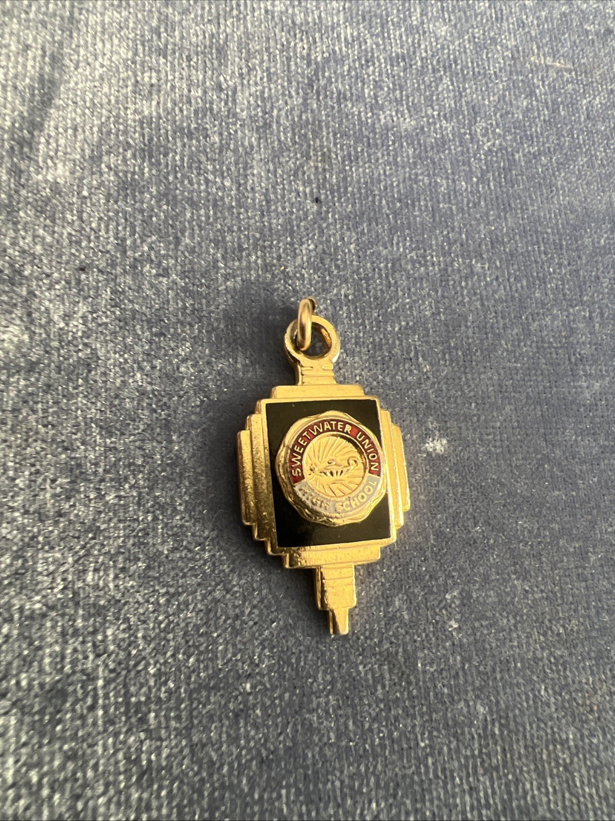 Vintage Sweetwater Union High School Charm Pendant Gold Tone Enamel